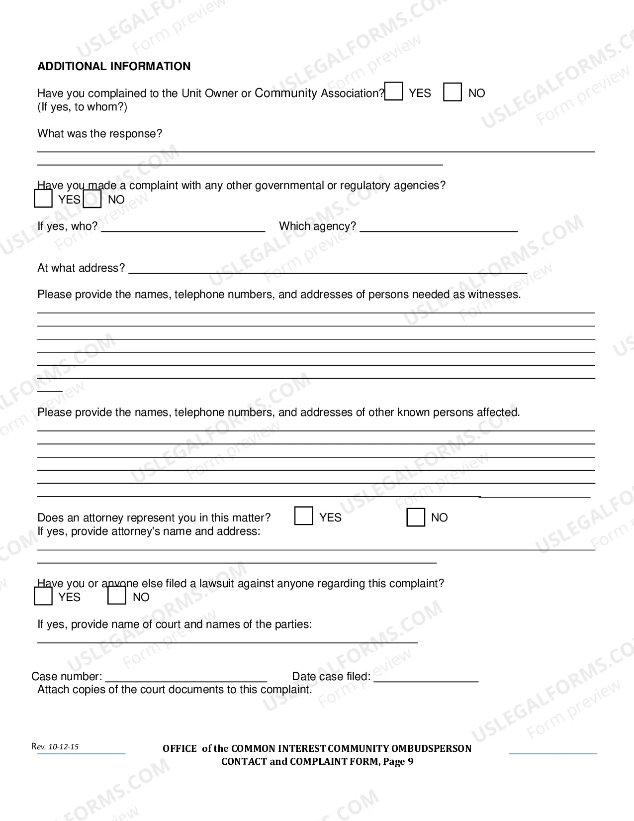 Preview Contact & Complaint Form