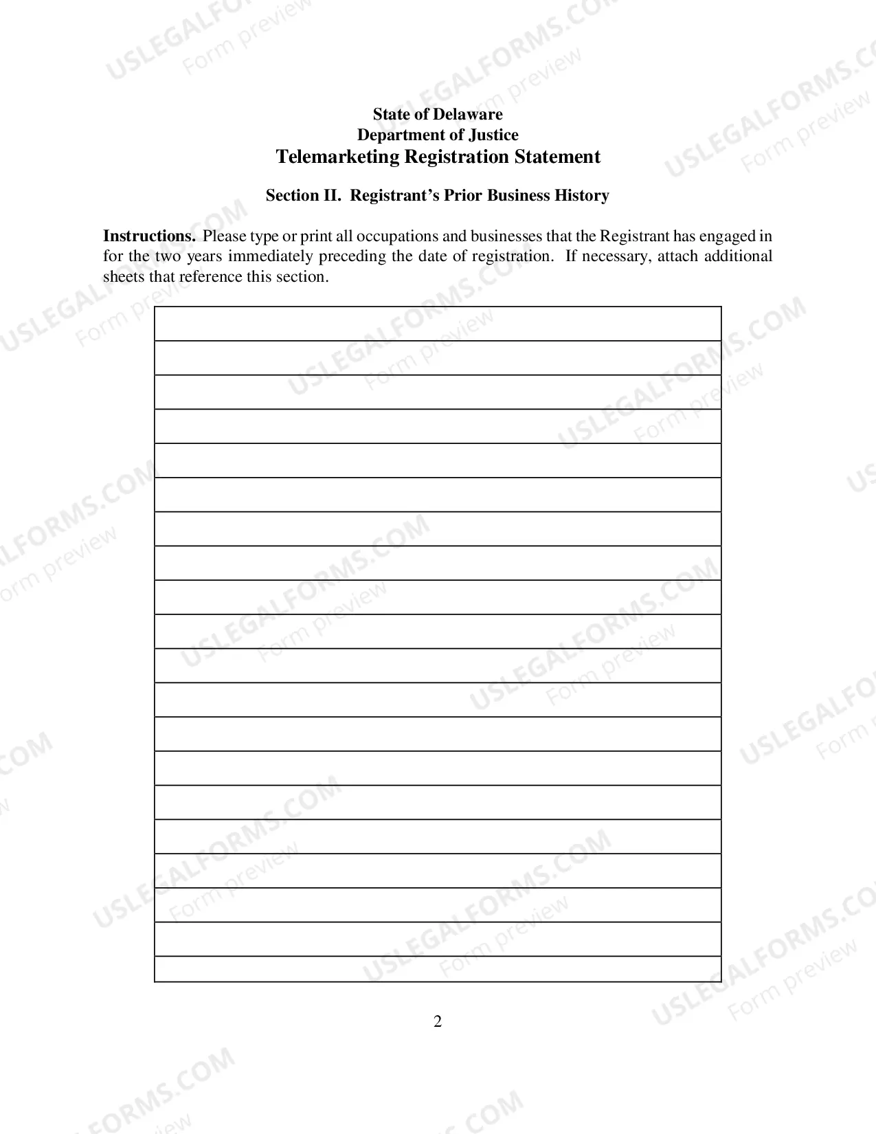 Preview Telemarketing Registration Statement