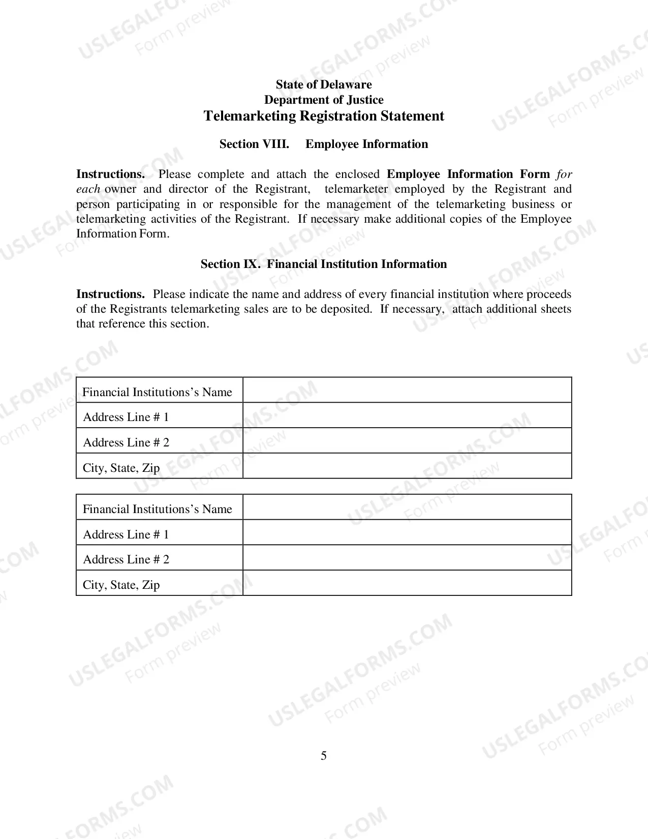 Preview Telemarketing Registration Statement