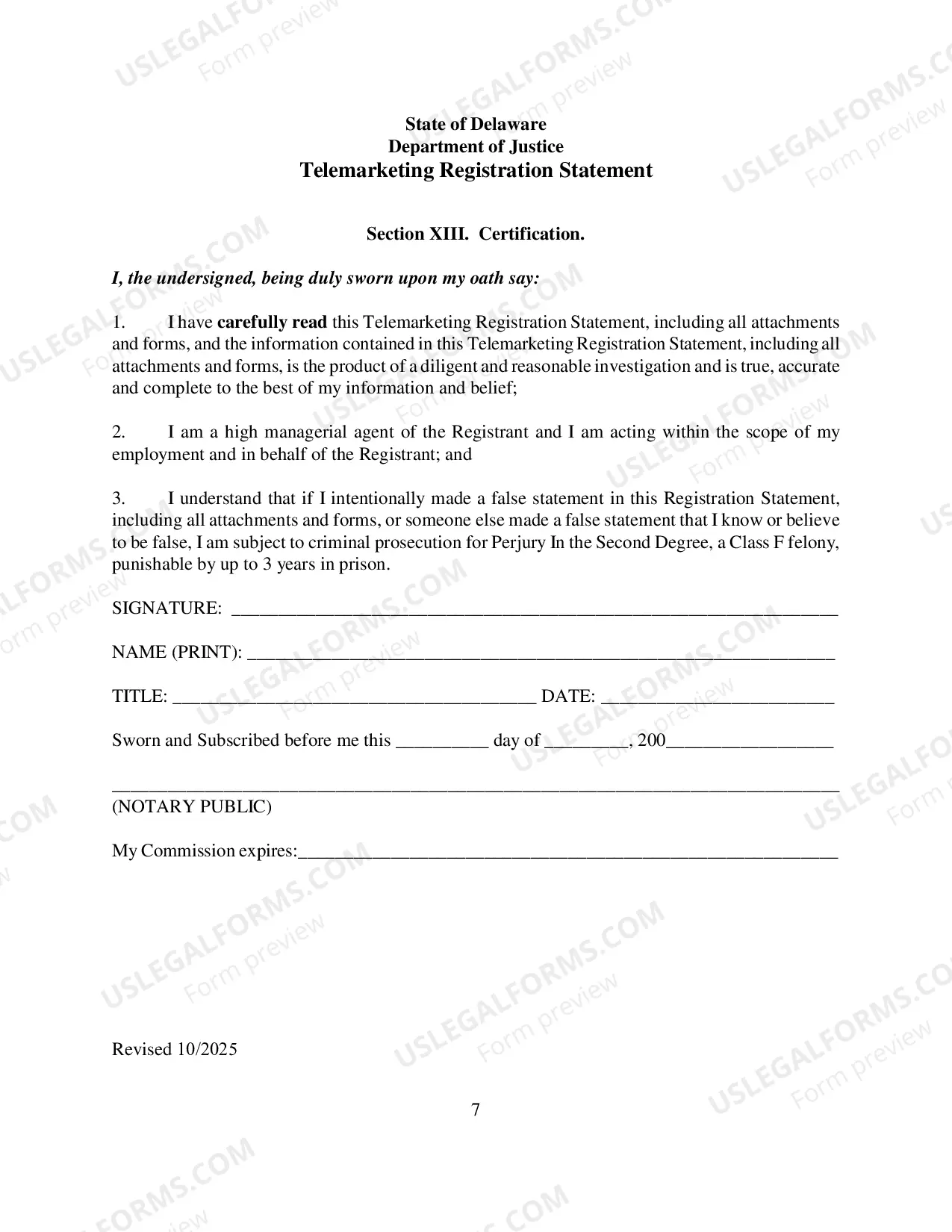 Preview Telemarketing Registration Statement