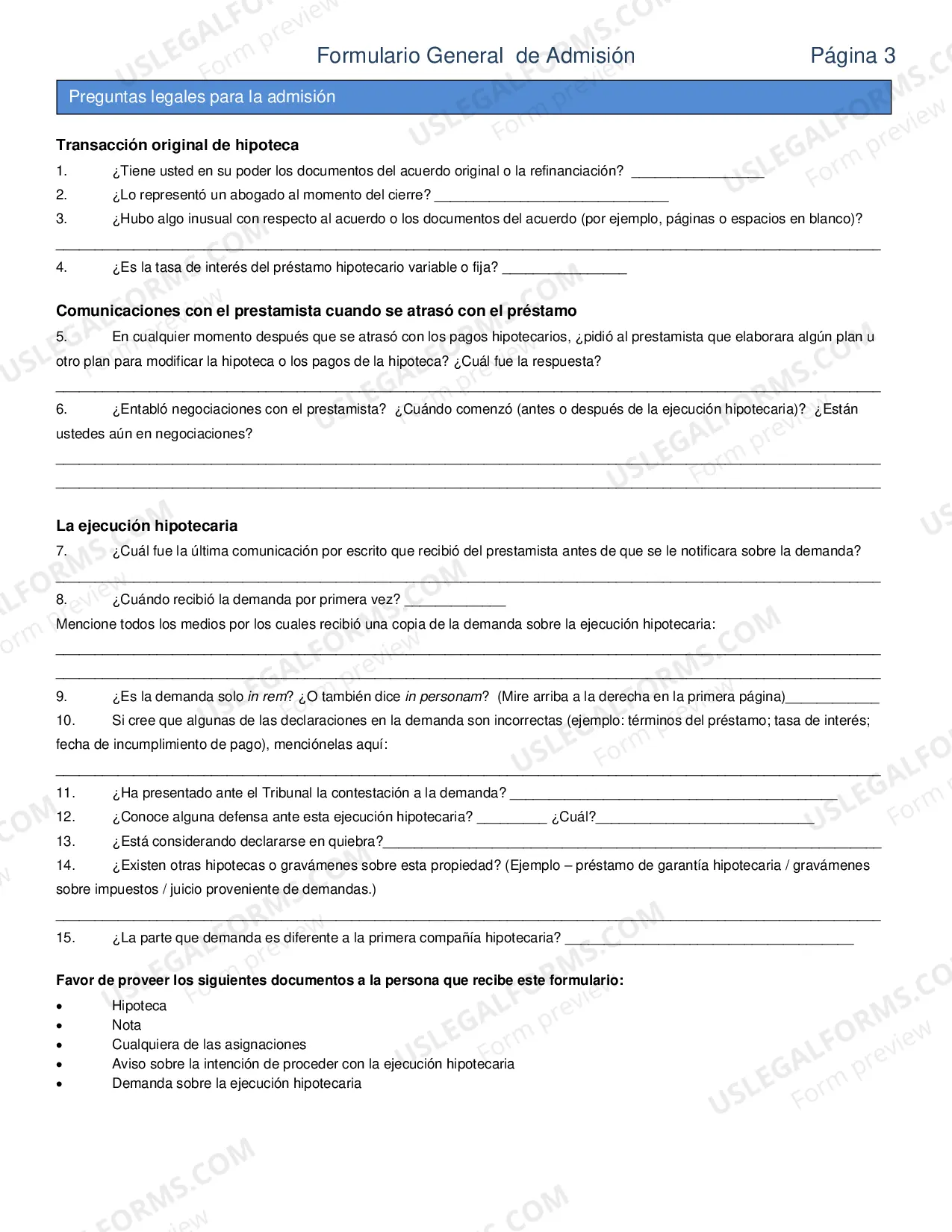 Preview Formulario General de Admission
