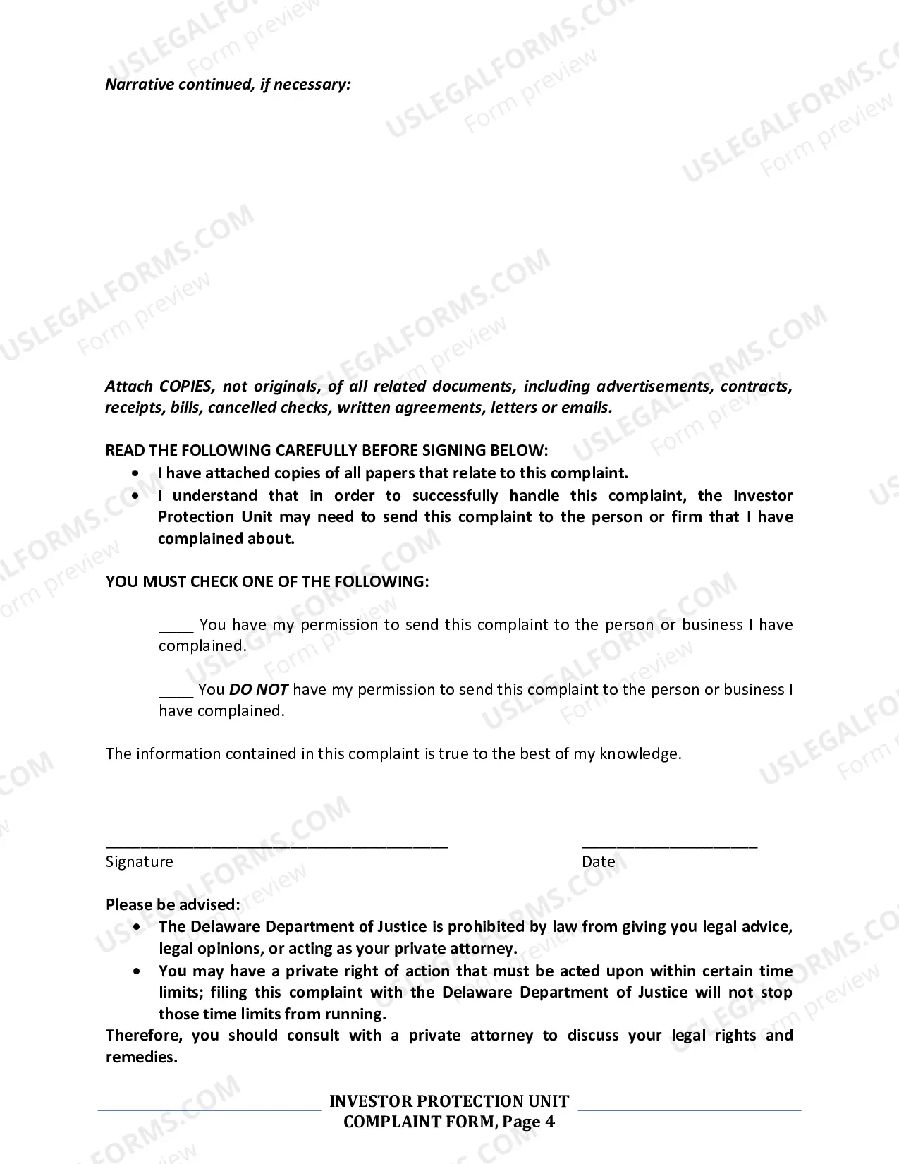 Preview Investor Protection Complaint Form