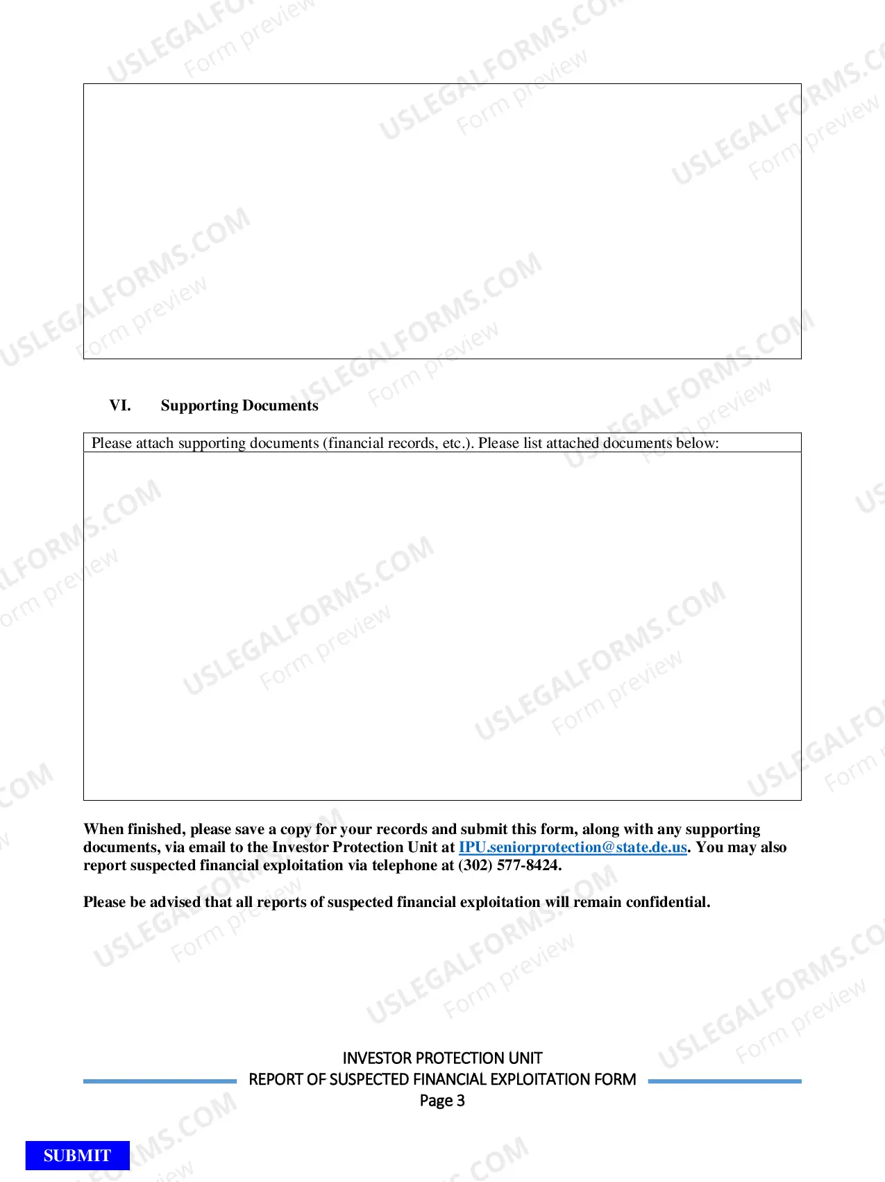 Preview Delaware Investor Protection Unit Report of Suspected Financial Exploitation