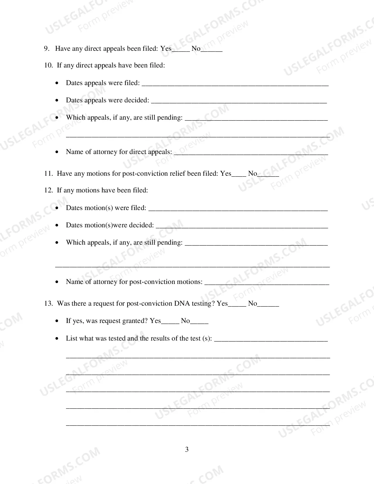 Preview Actual Innocence Program Application Form