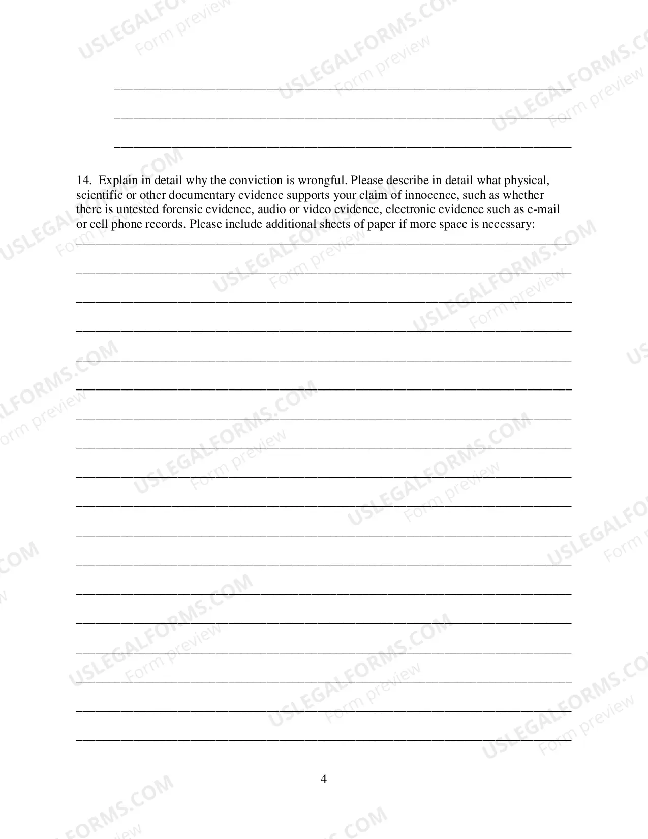 Preview Actual Innocence Program Application Form