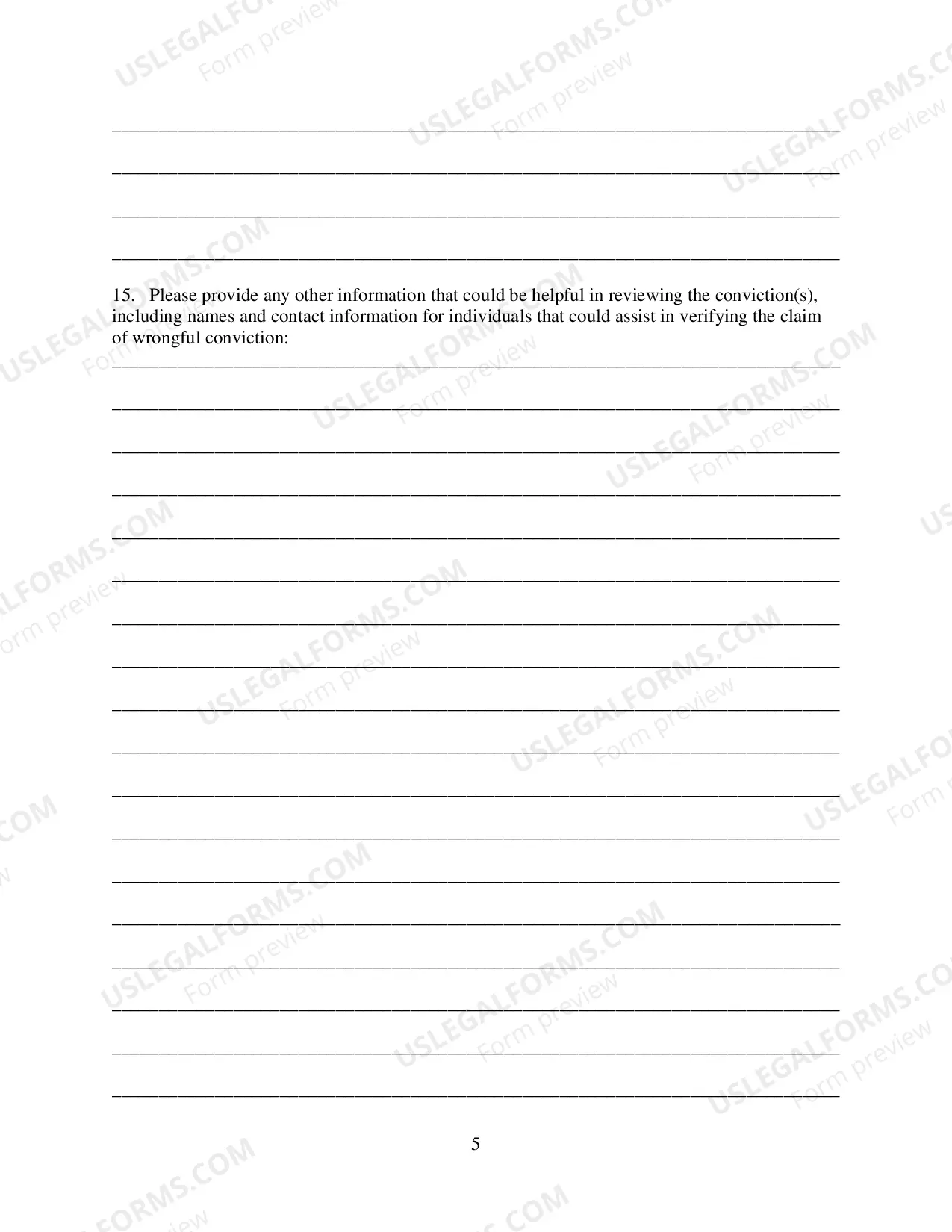 Preview Actual Innocence Program Application Form