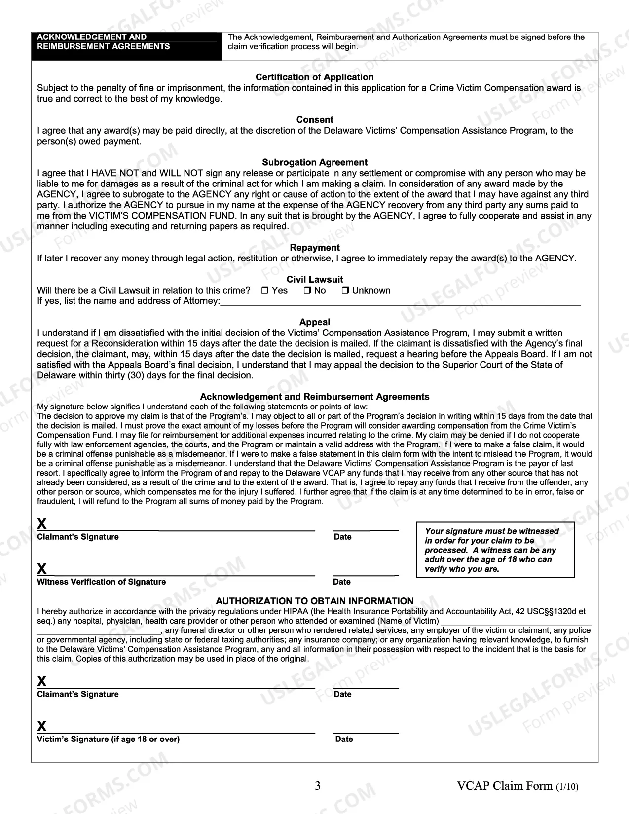 Preview Victim Compensation Application