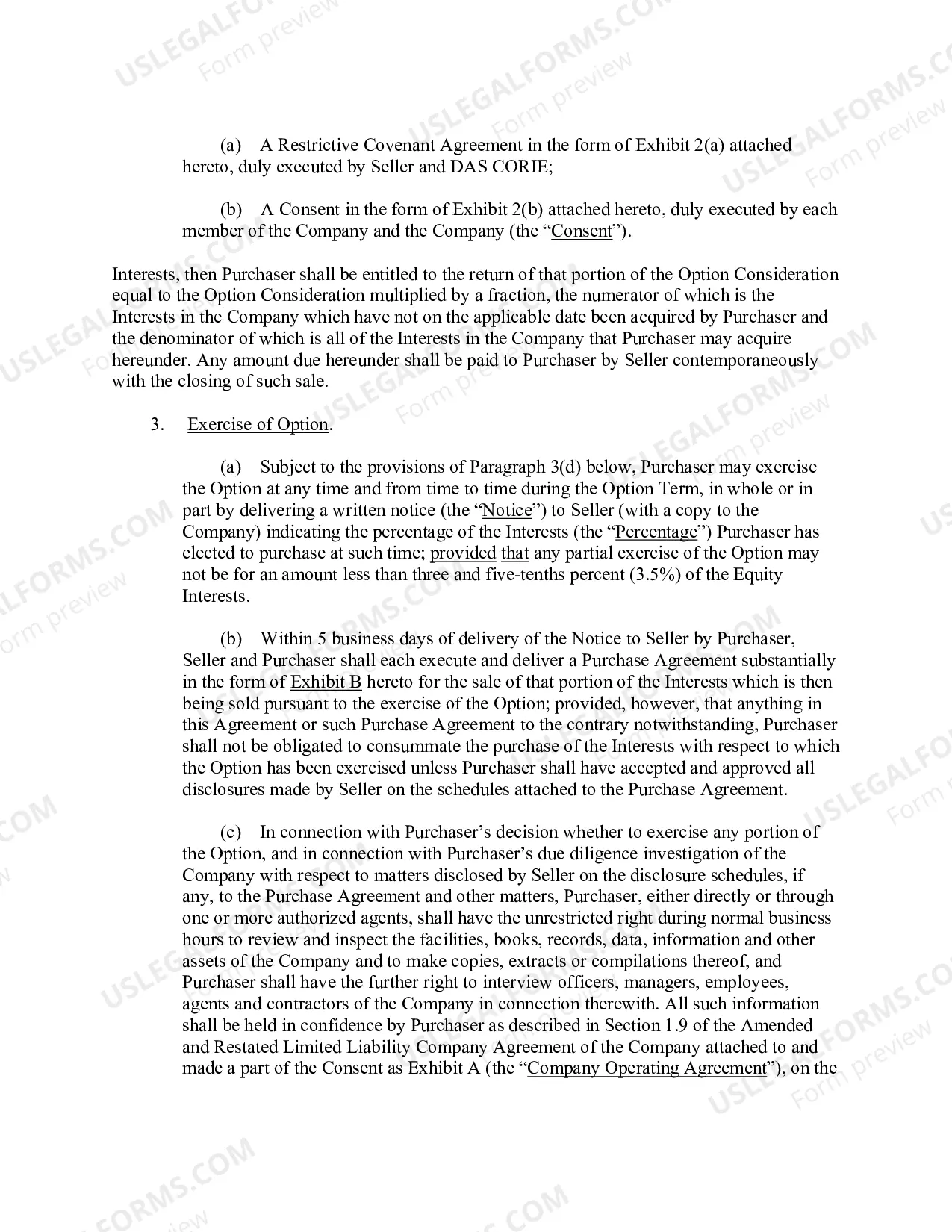 Preview Option Agreement