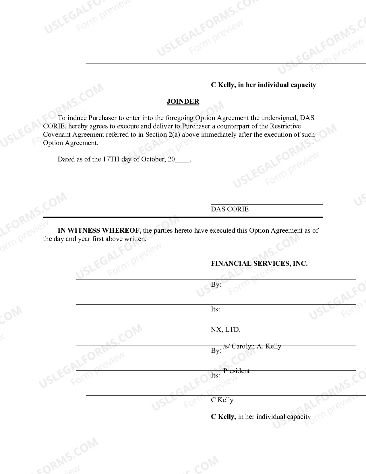 Preview Option Agreement