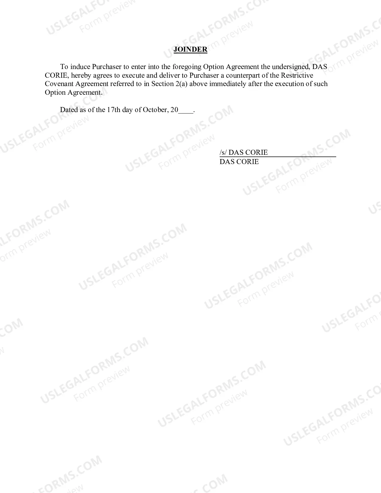 Preview Option Agreement