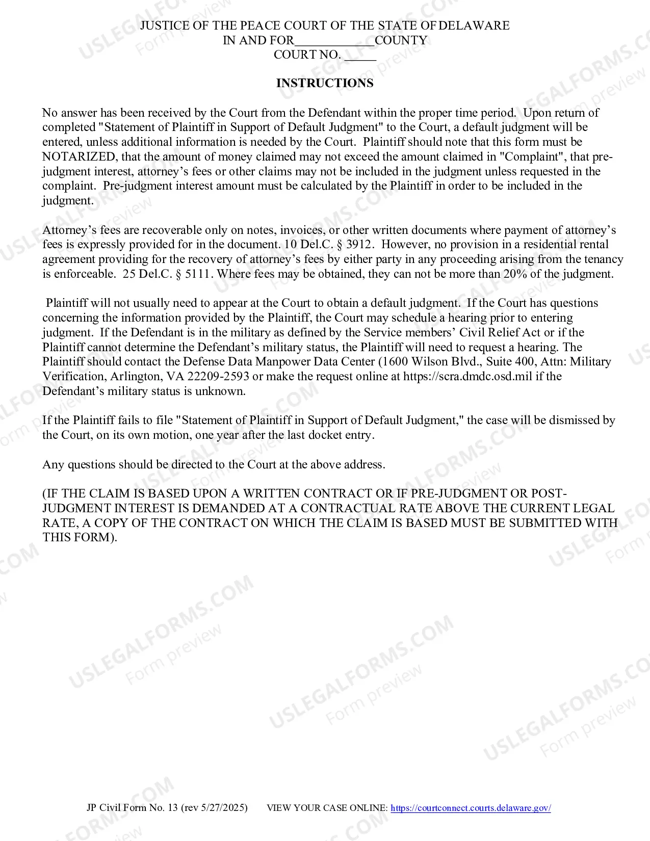 Preview Statement of Plaintiff in Support of Default Judgment