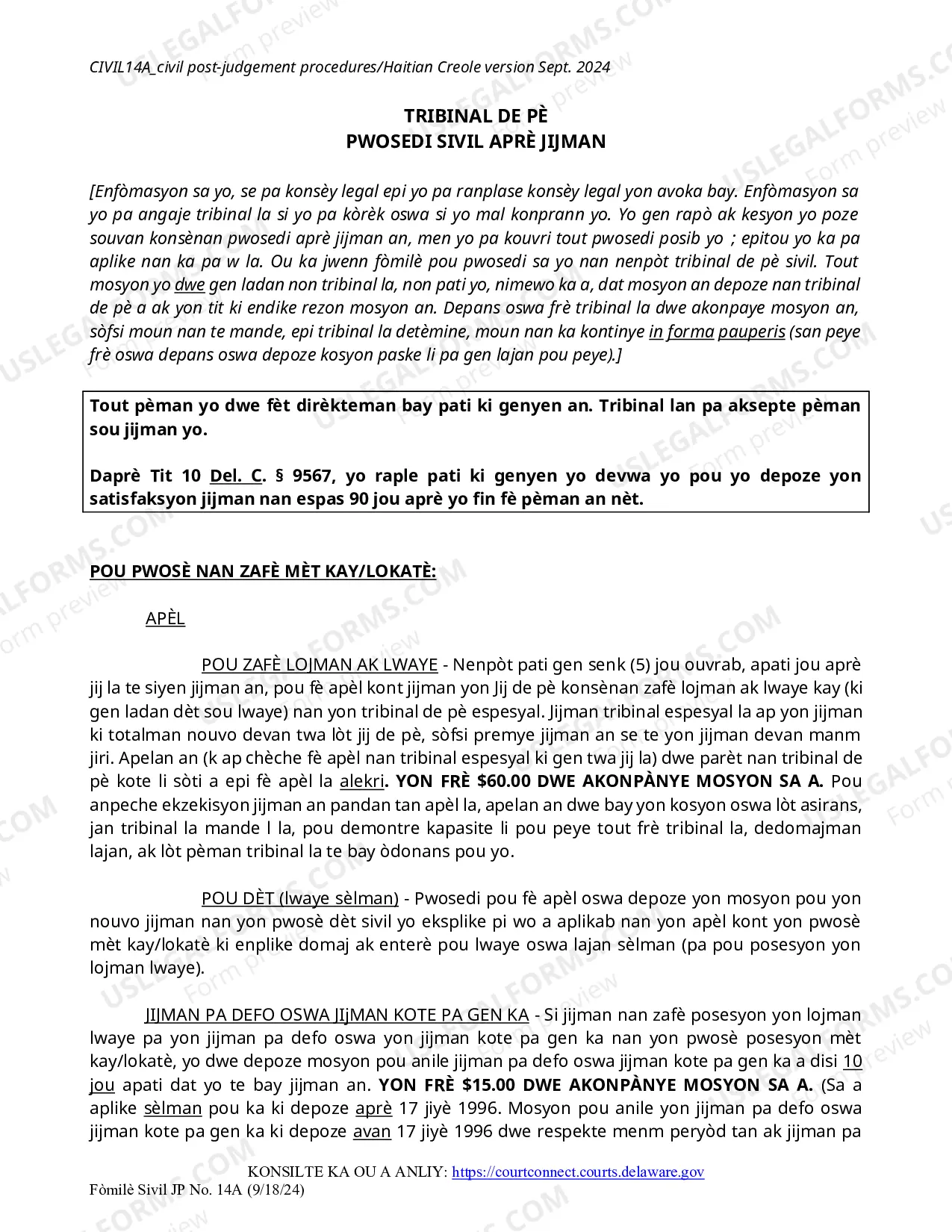 Preview Civil Post Judgment Procedures - Haitian Creole