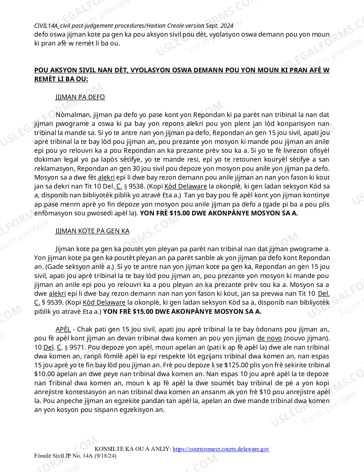 Preview Civil Post Judgment Procedures - Haitian Creole