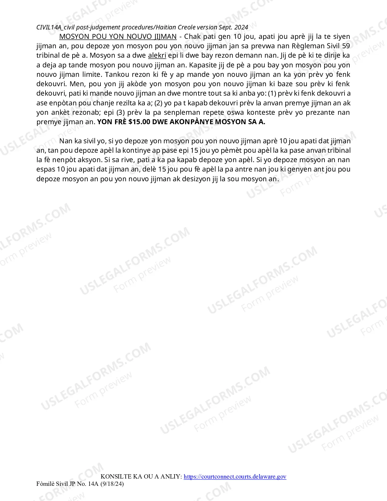 Preview Civil Post Judgment Procedures - Haitian Creole