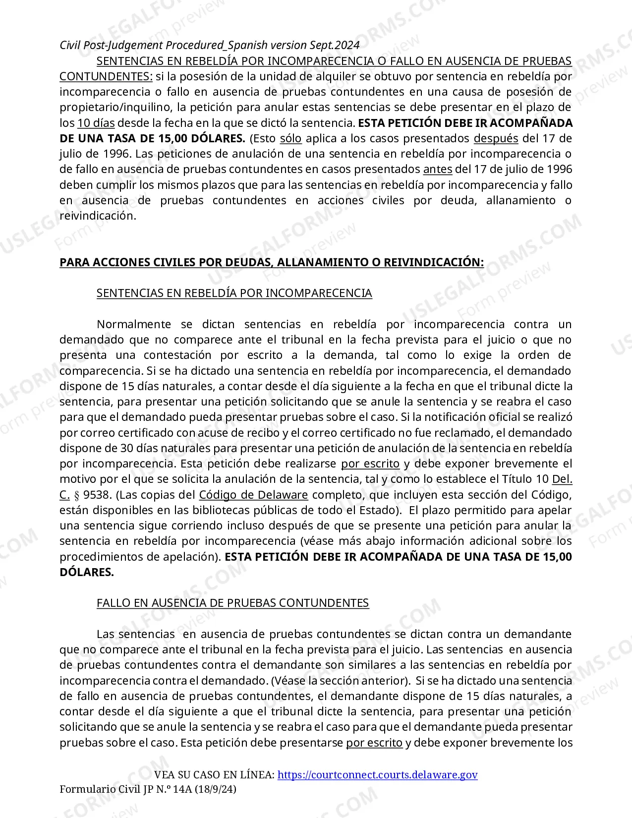 Preview Civil Post Judgment Procedures - Spanish