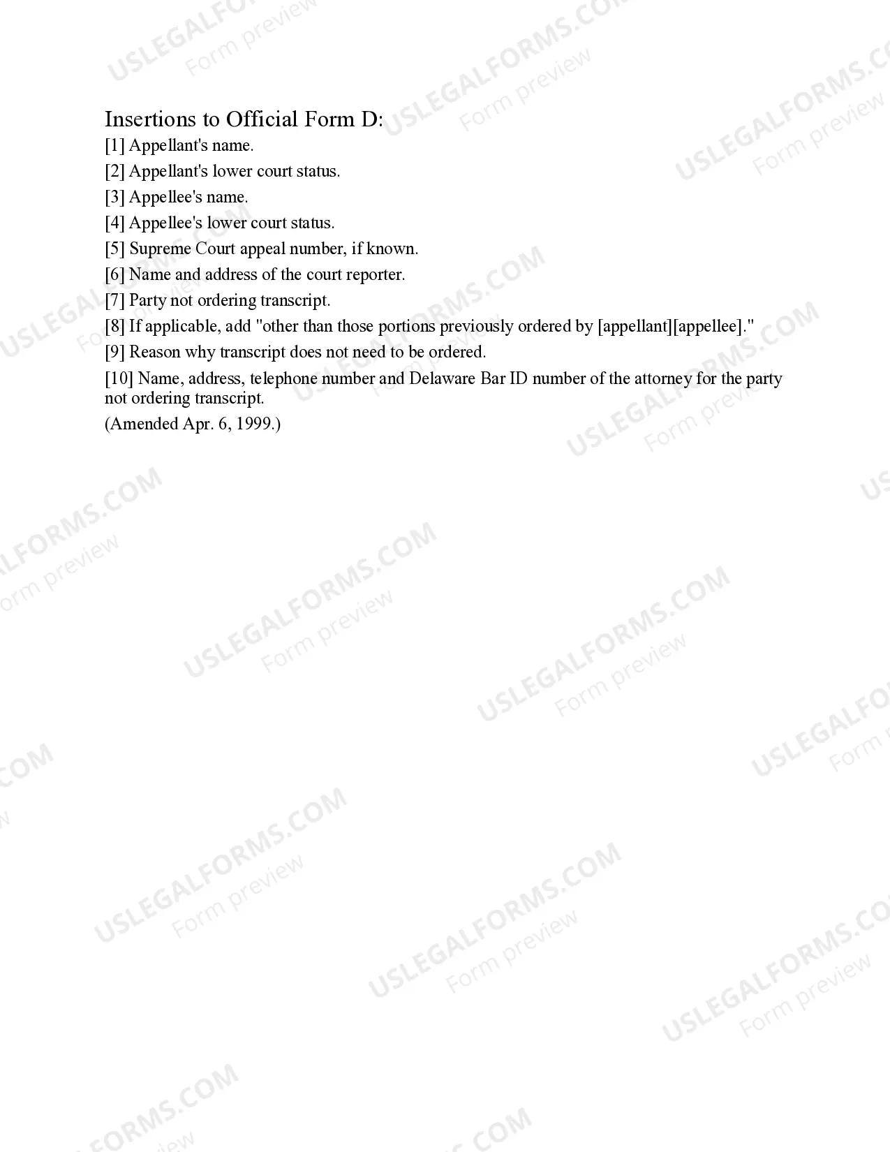Preview Statement Pursuant To Rule 9(e) In Lieu of Ordering Transcript of Proceedings