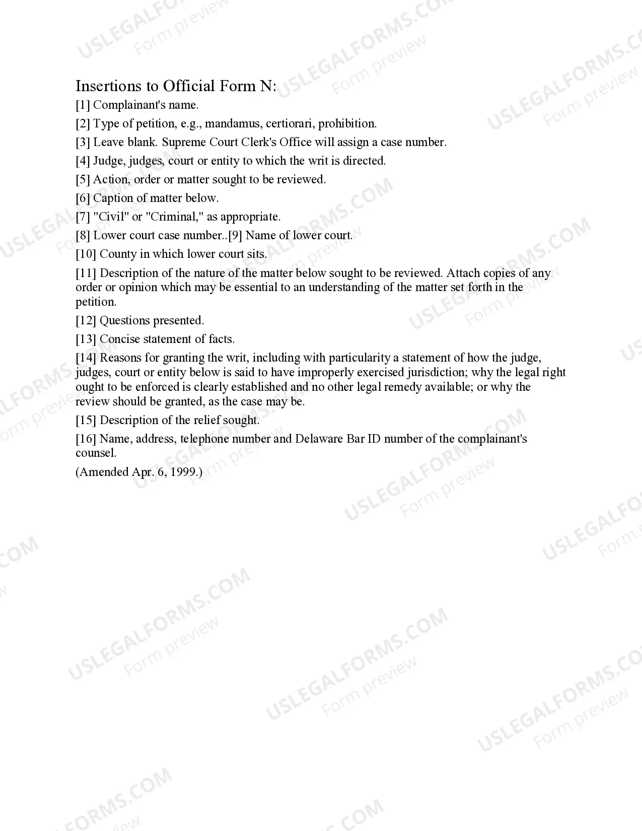 Preview Complaint in proceedings for extraordinary writ
