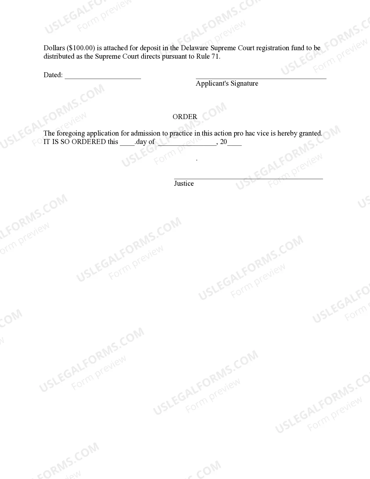 Preview Motion and order for admission pro hac vice