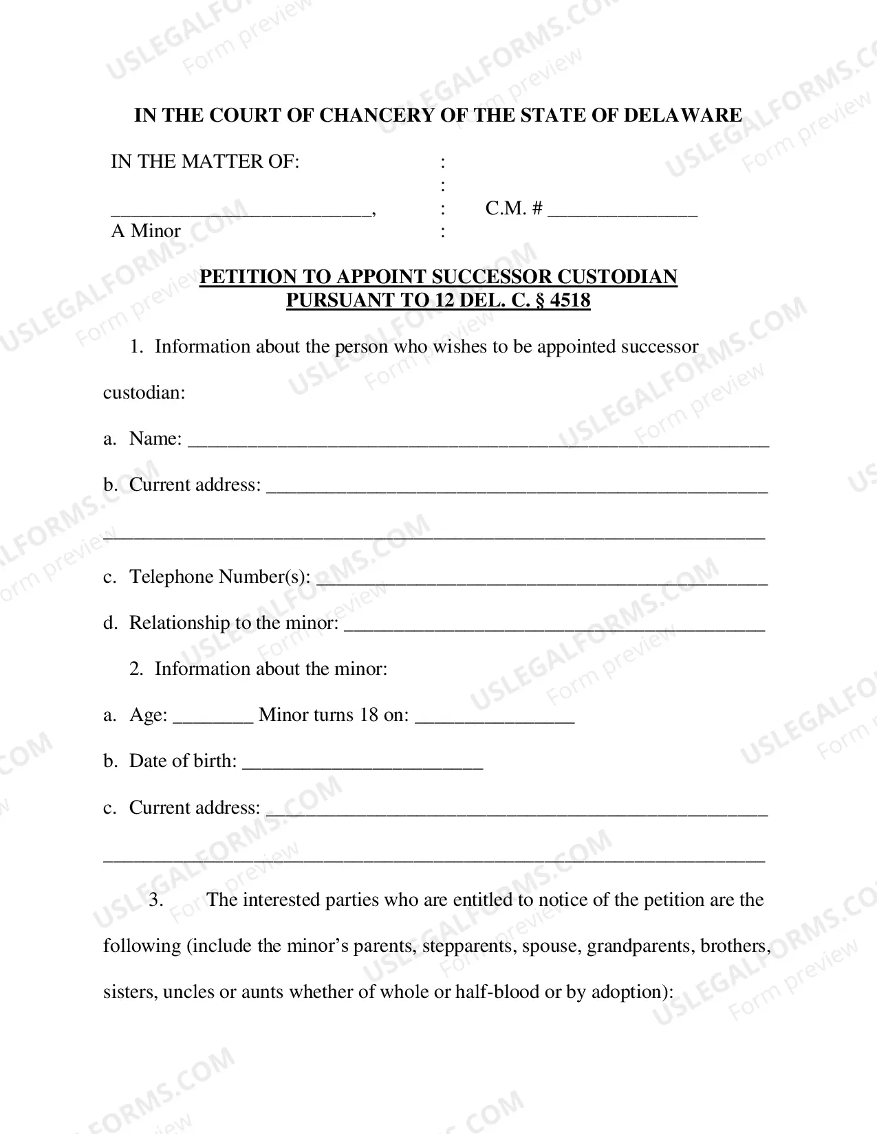 Preview Petition to Appoint Successor Custodian