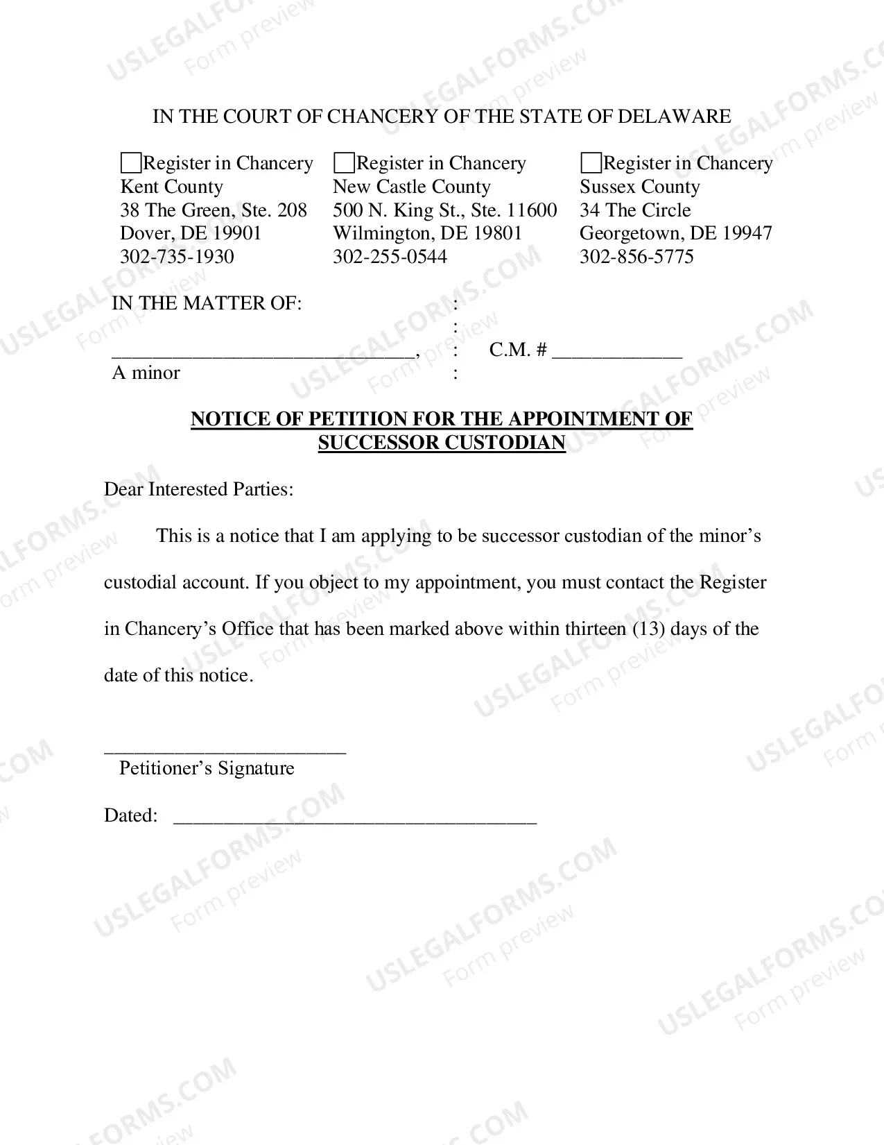 Preview Petition to Appoint Successor Custodian