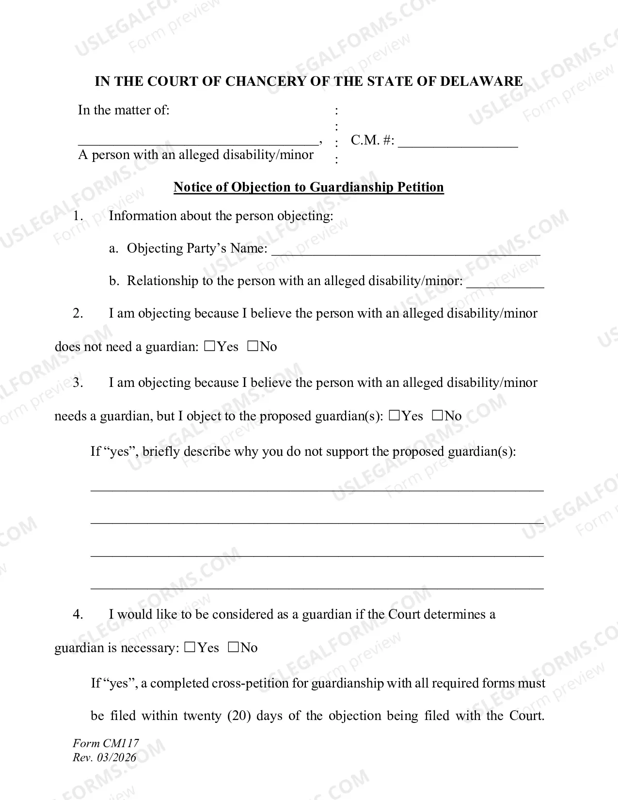 Preview Objection to Guardianship Petition