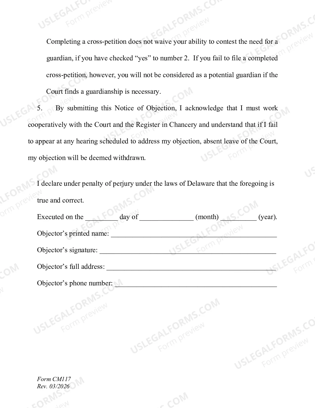 Preview Objection to Guardianship Petition