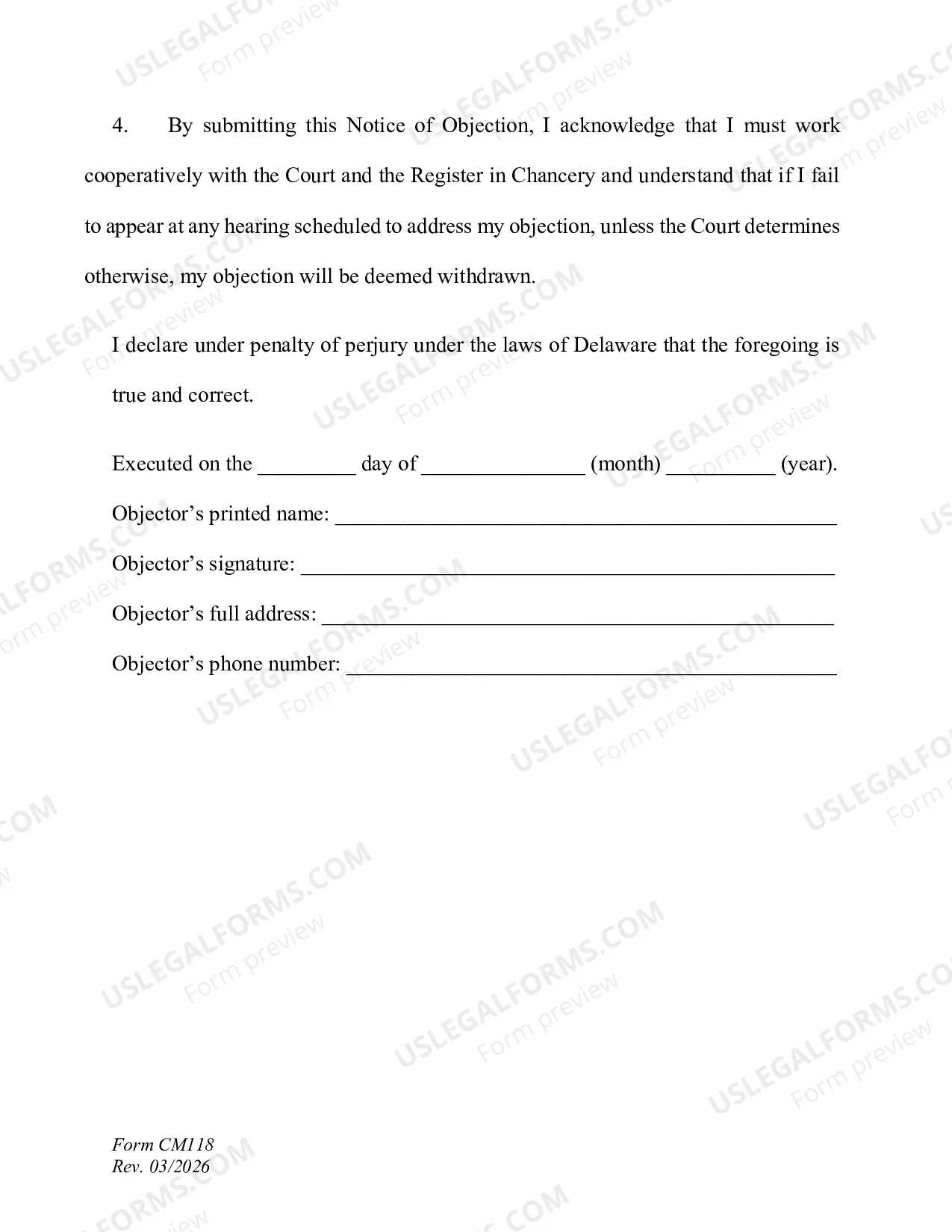 Preview Objection to Guardianship Petition or Motion - Other than a New Case