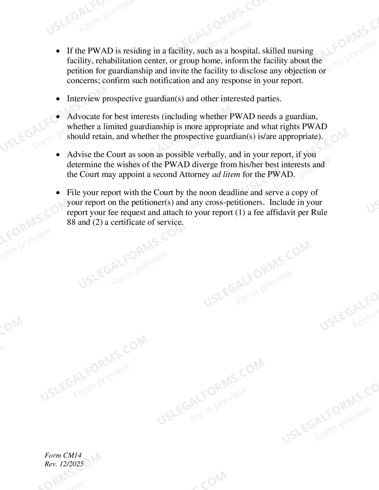 Preview Attorney Ad Litem Checklist