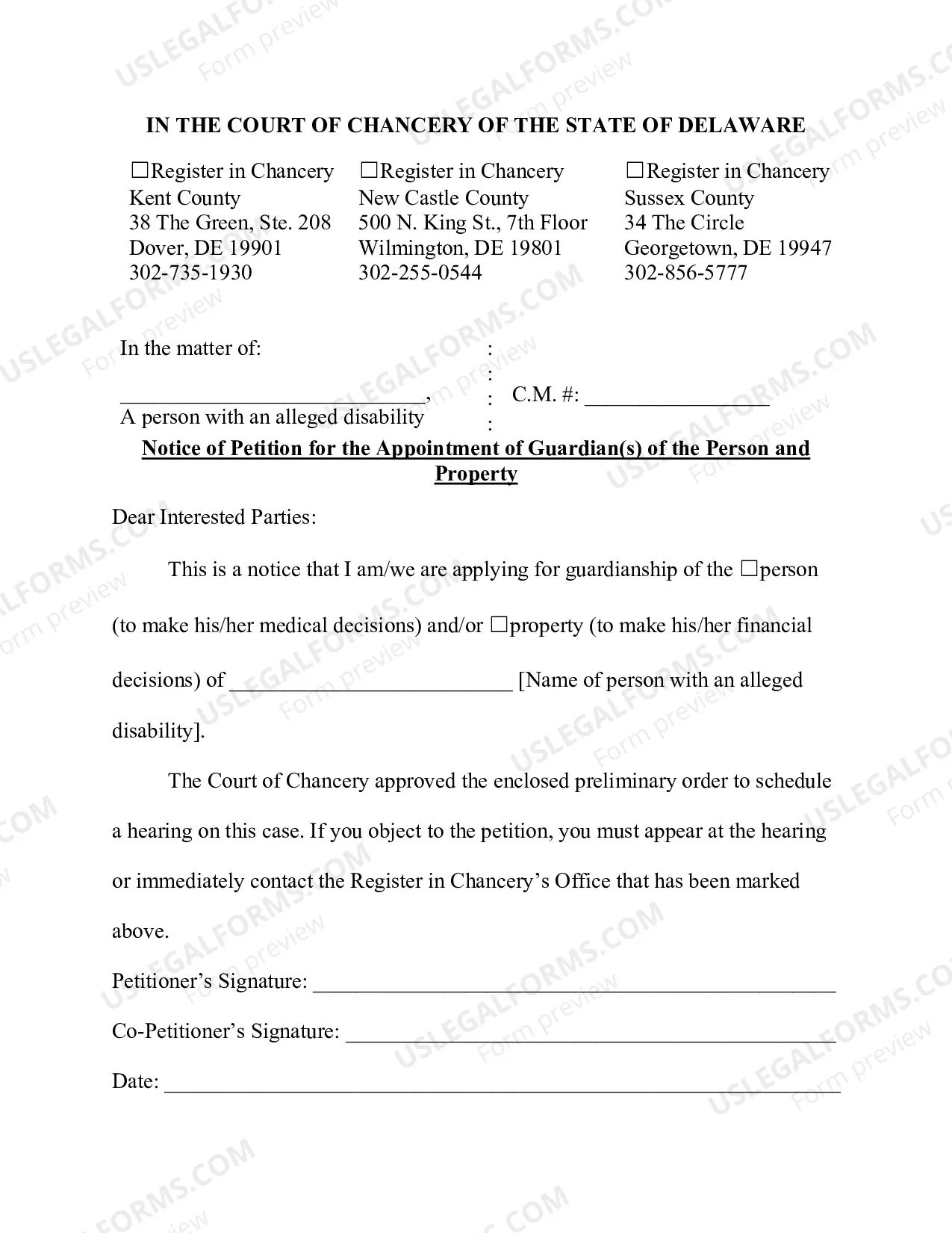Preview Instruction Packet on Sending Notice after Preliminary Order Signed