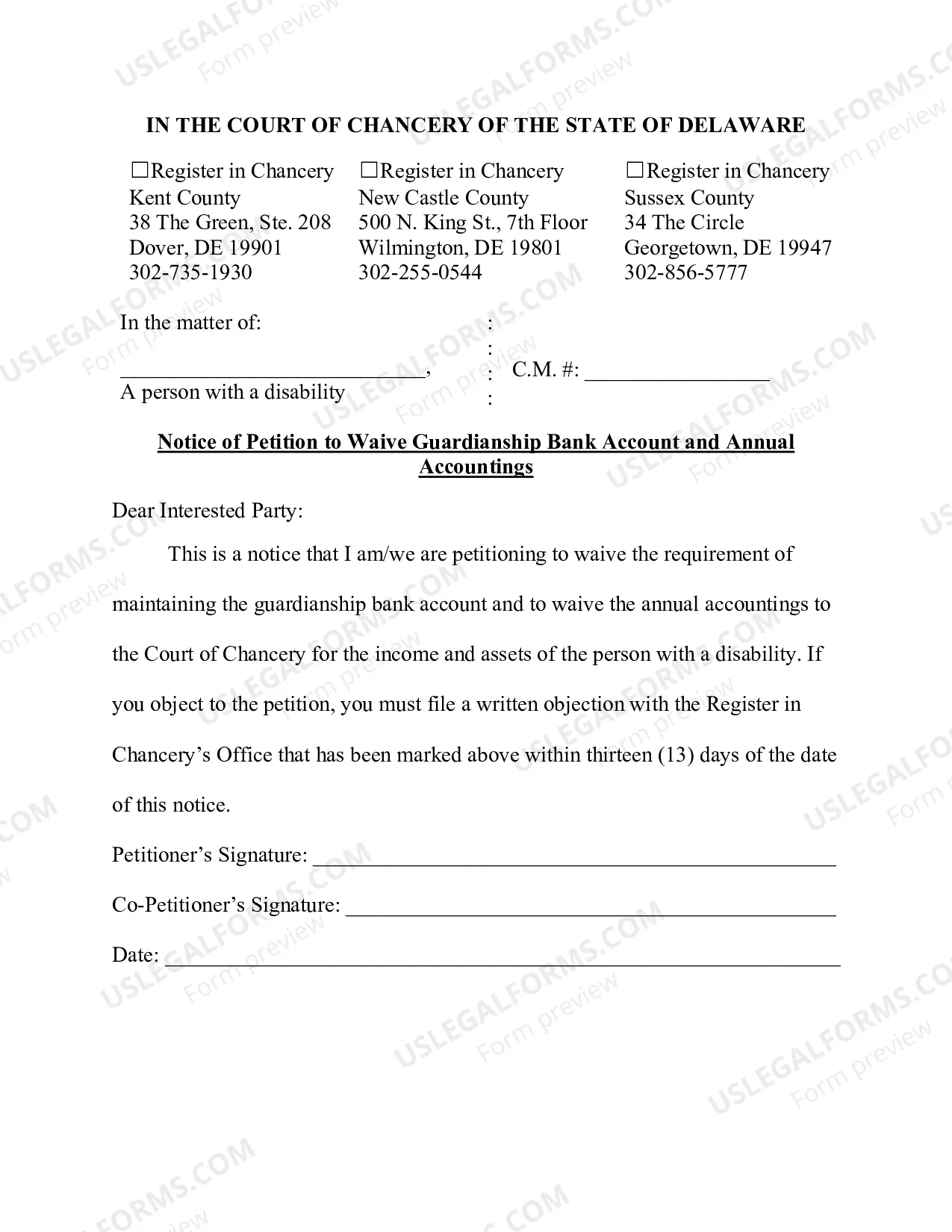 Preview Petition to Waive Annual Accounting