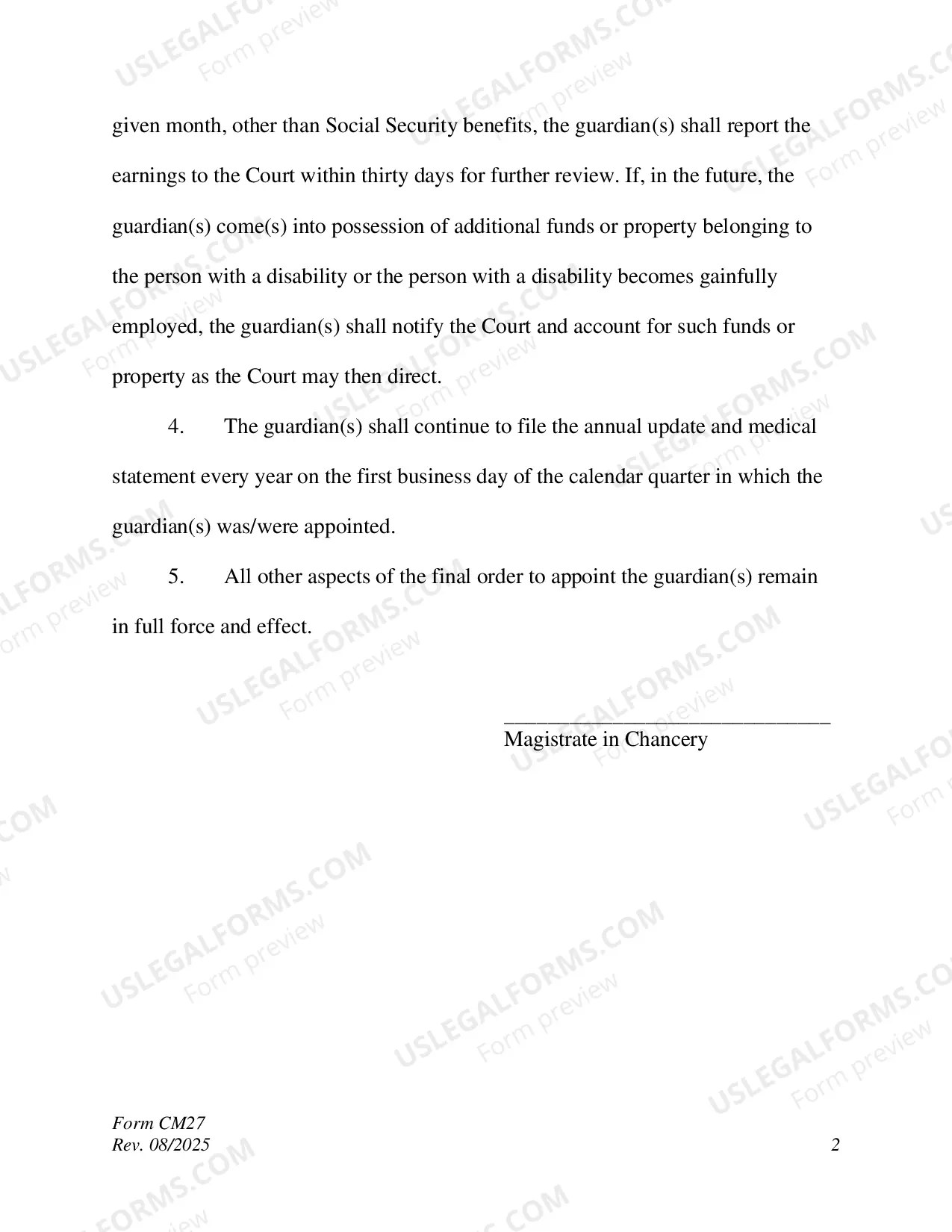 Preview Order to Waive Annual Accountings