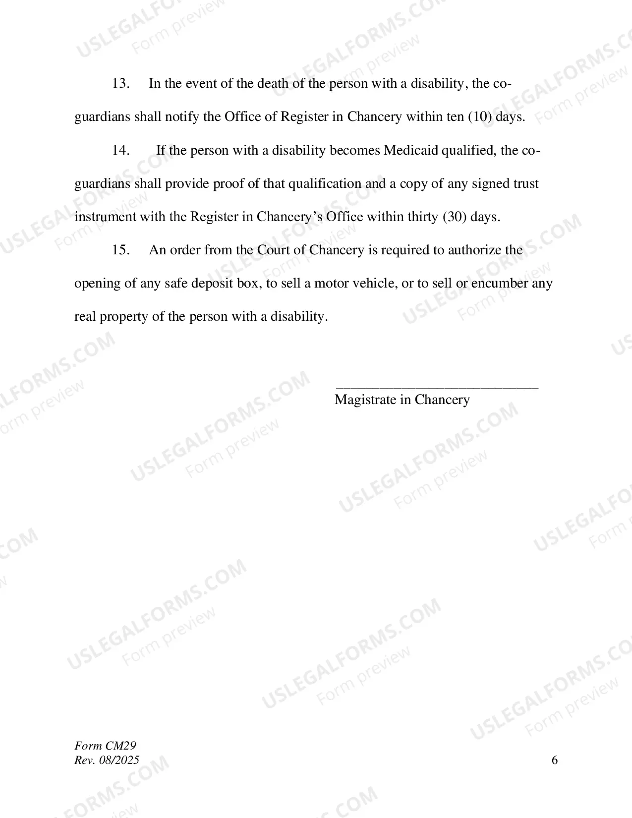 Preview Order to Add a Co-Guardian - Accountings Required