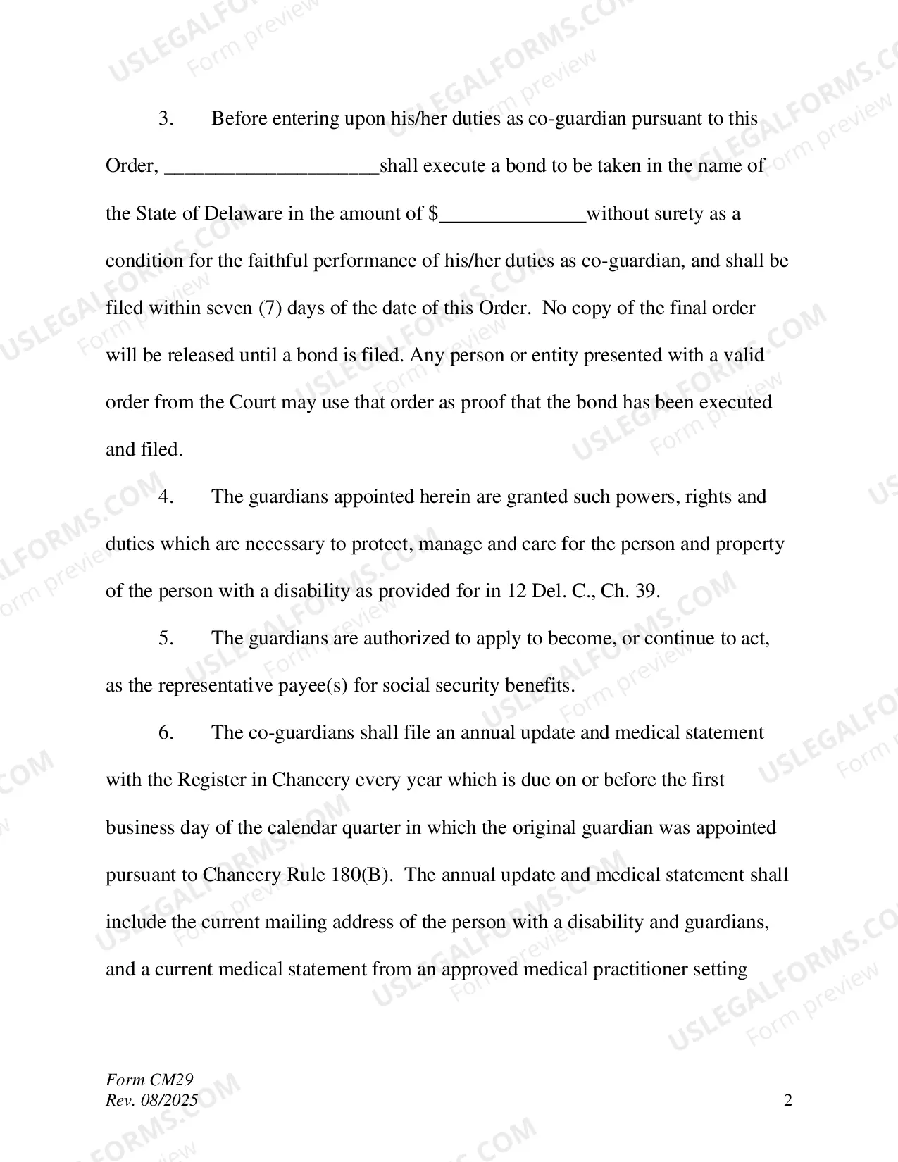 Preview Order to Add a Co-Guardian - Accountings Waived
