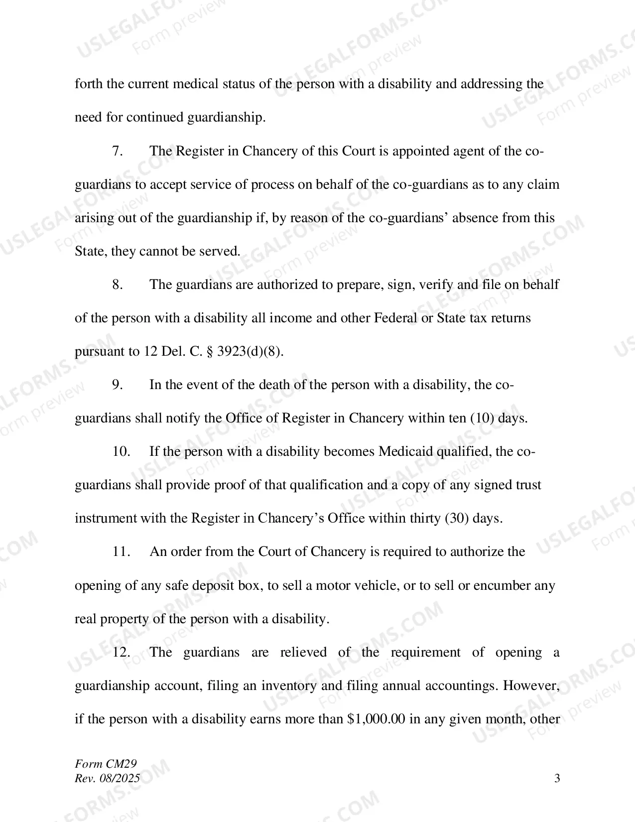 Preview Order to Add a Co-Guardian - Accountings Waived