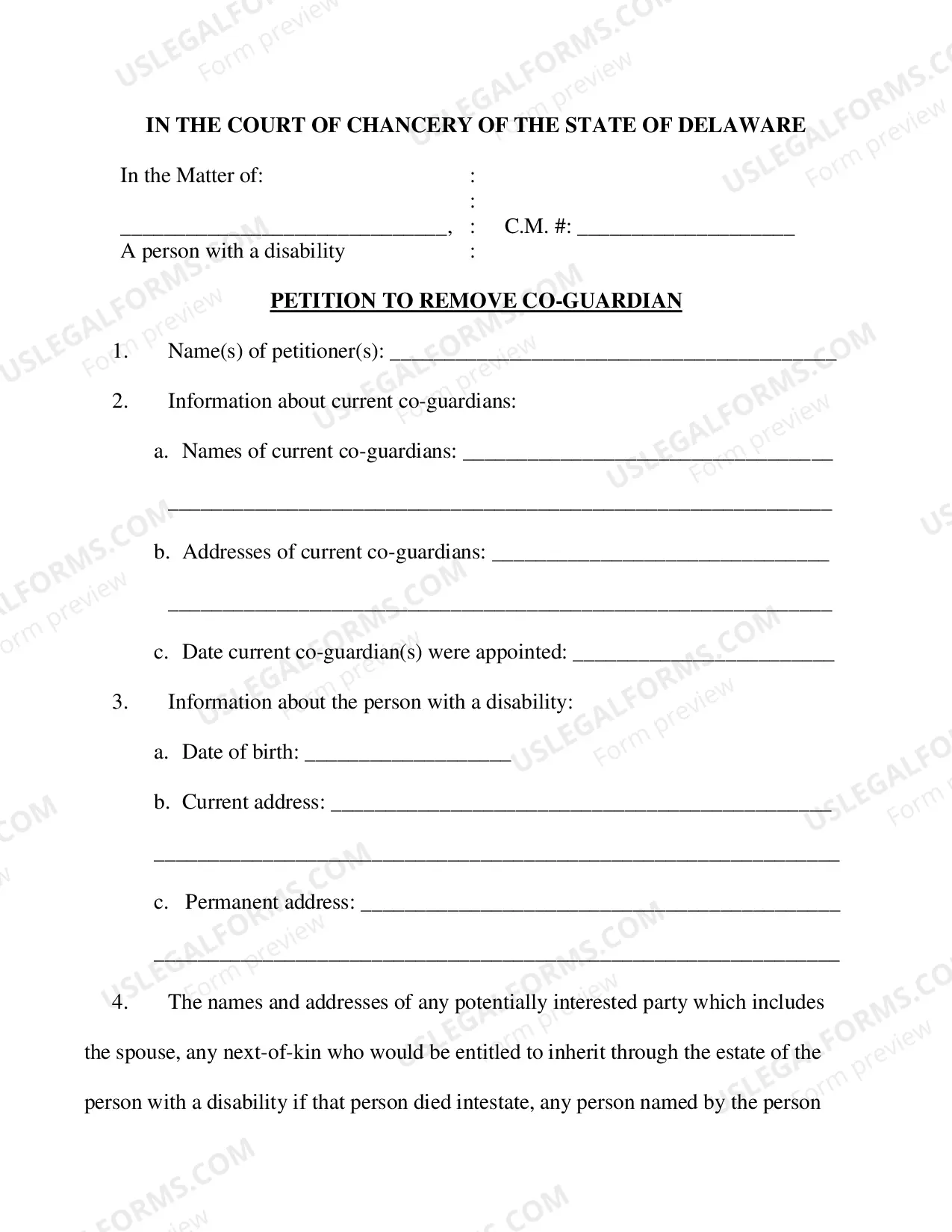 Preview Petition to Remove Co-Guardian
