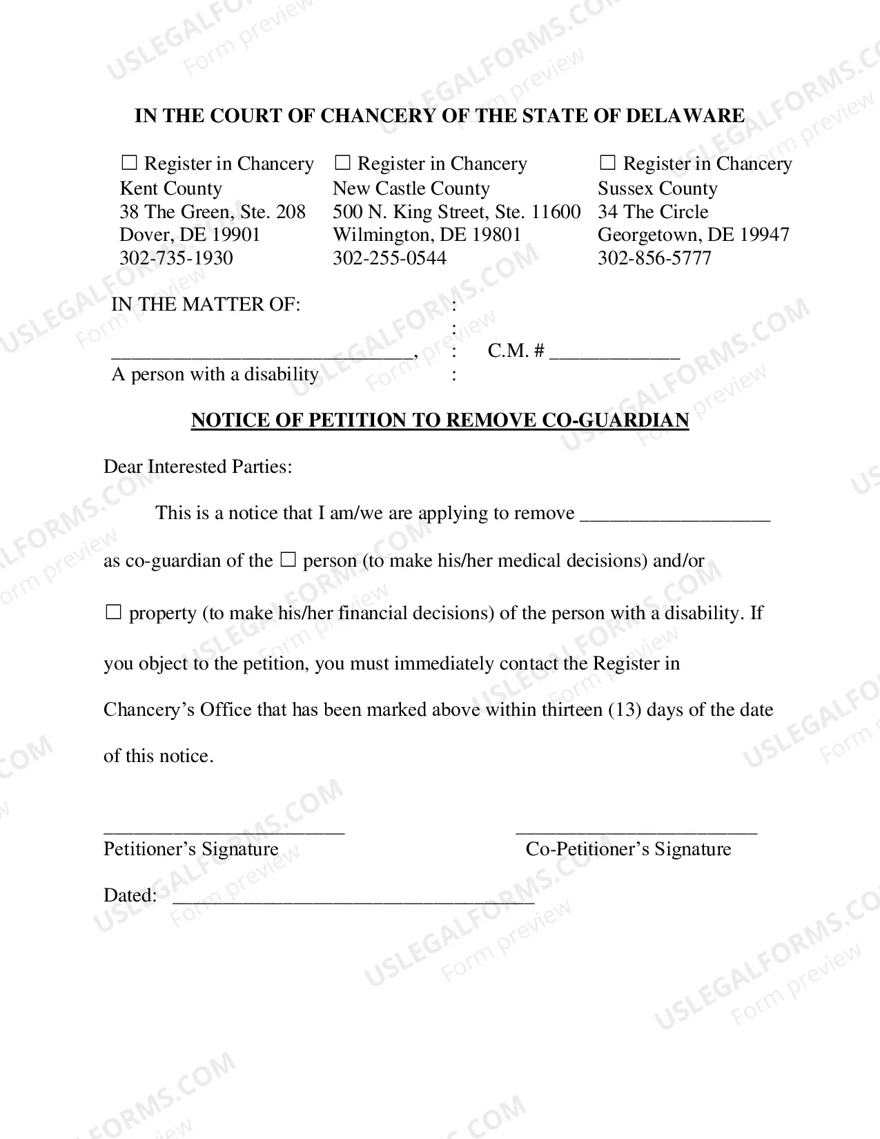 Preview Petition to Remove Co-Guardian