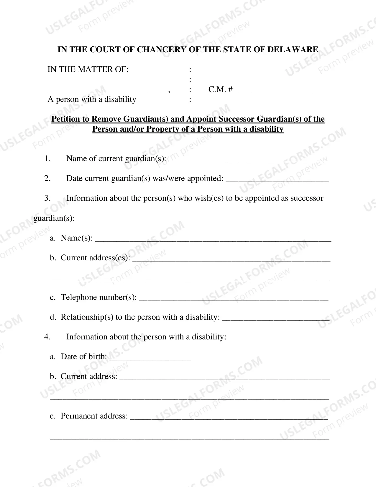 Preview Petition to Remove Guardian and Appoint Successor Guardian