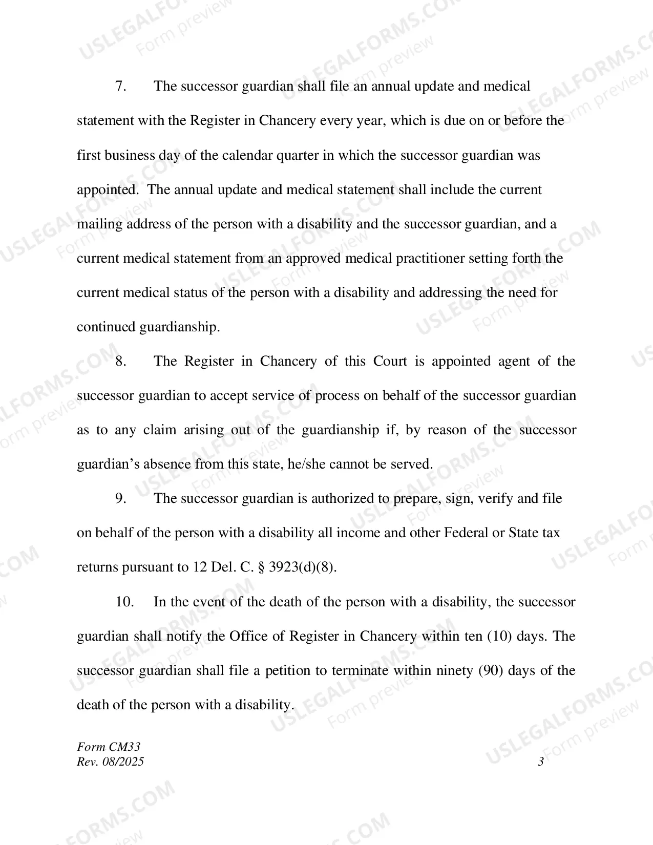 Preview Order to Remove Guardian and Appoint Successor Guardian - Accountings Waived