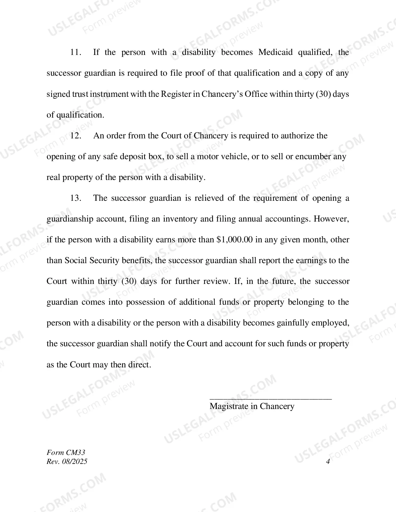Preview Order to Remove Guardian and Appoint Successor Guardian - Accountings Waived