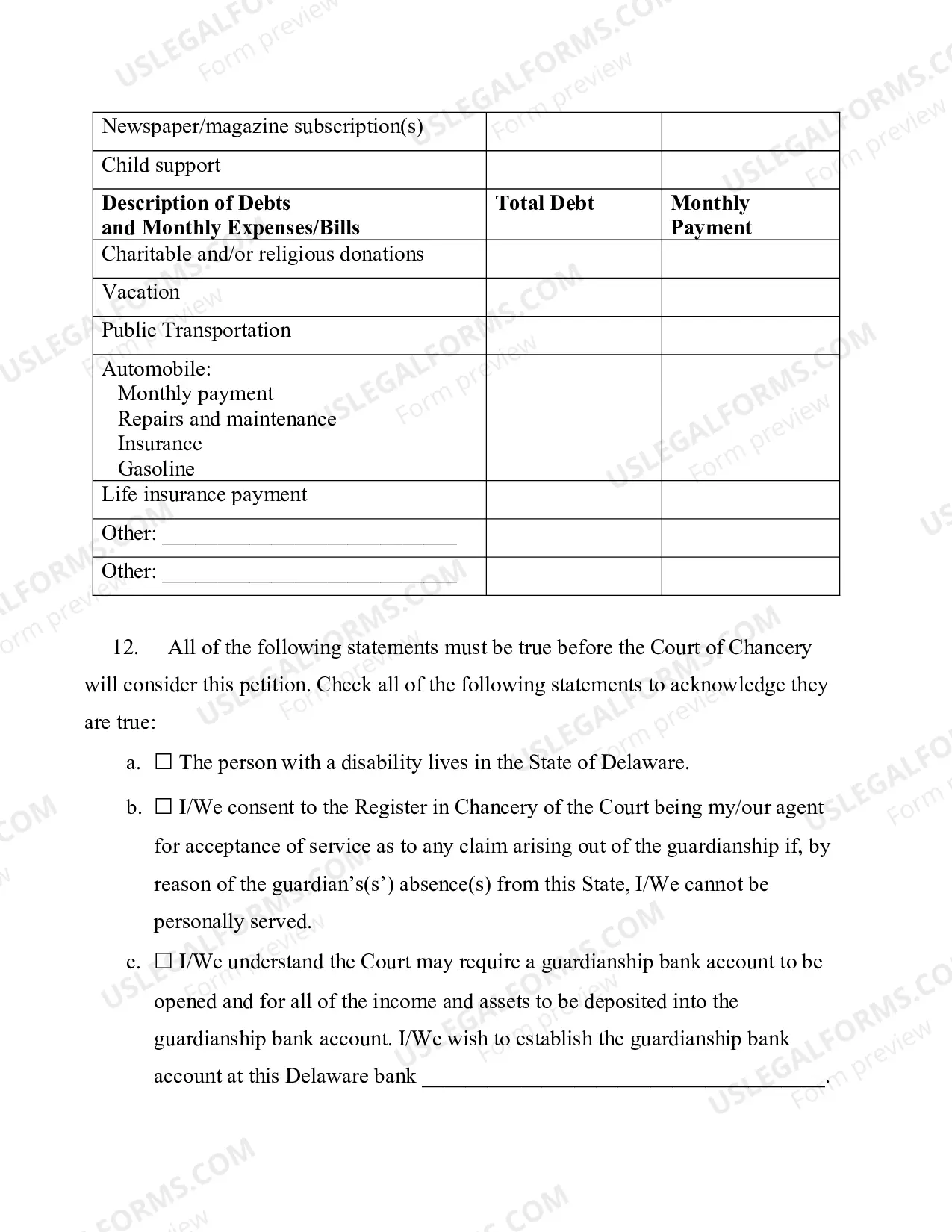 Preview Petition to Transfer Guardianship to the State of Delaware
