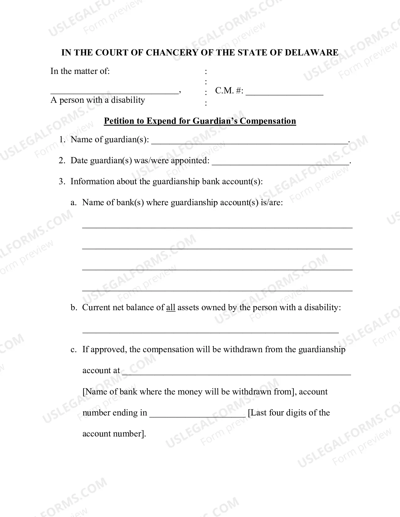 Preview Petition to Expend for Guardian's Compensation - Adult Guardianship Only