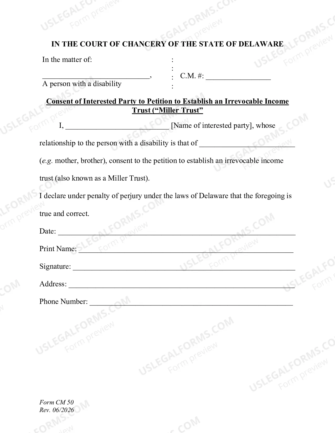 Preview Petition to Establish a Miller Trust