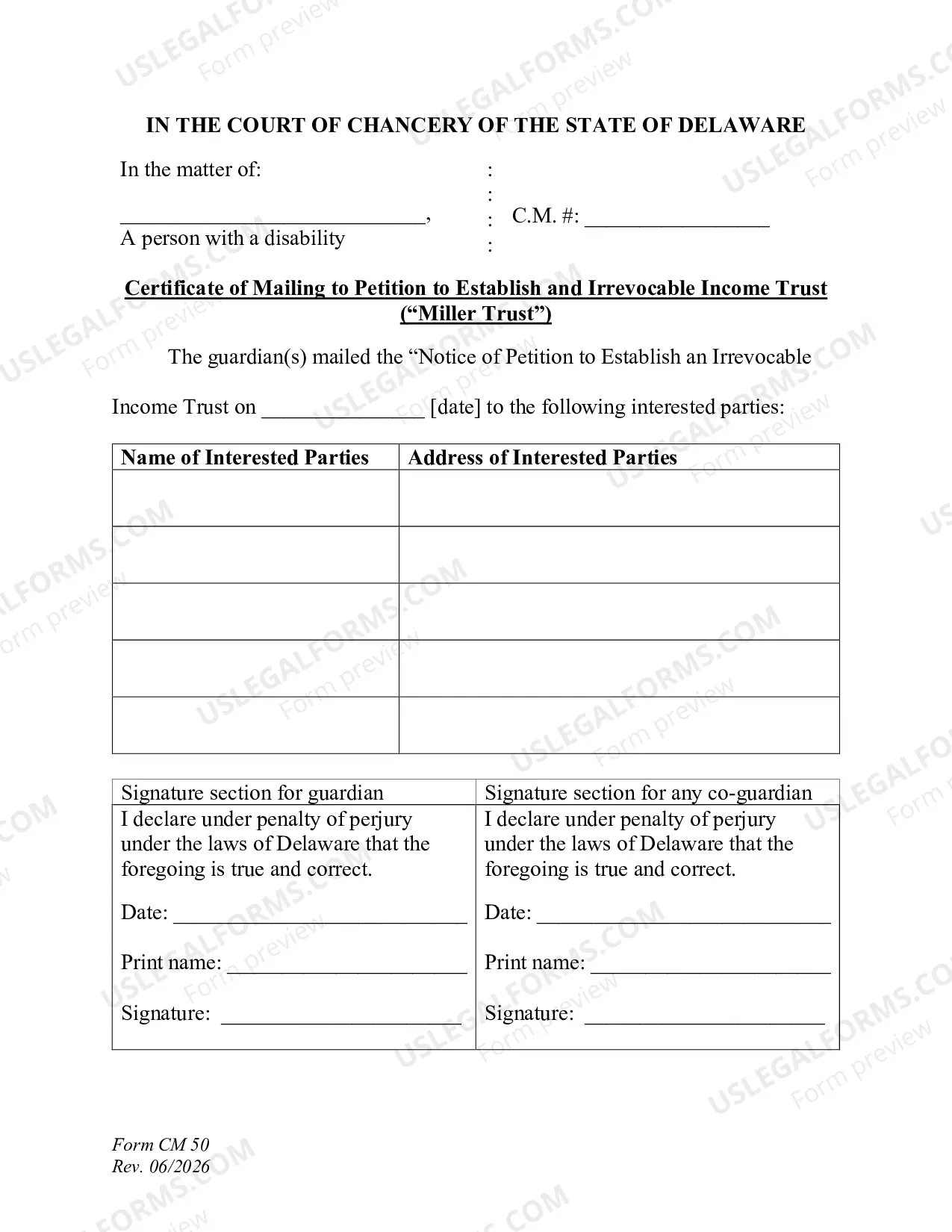 Preview Petition to Establish a Miller Trust