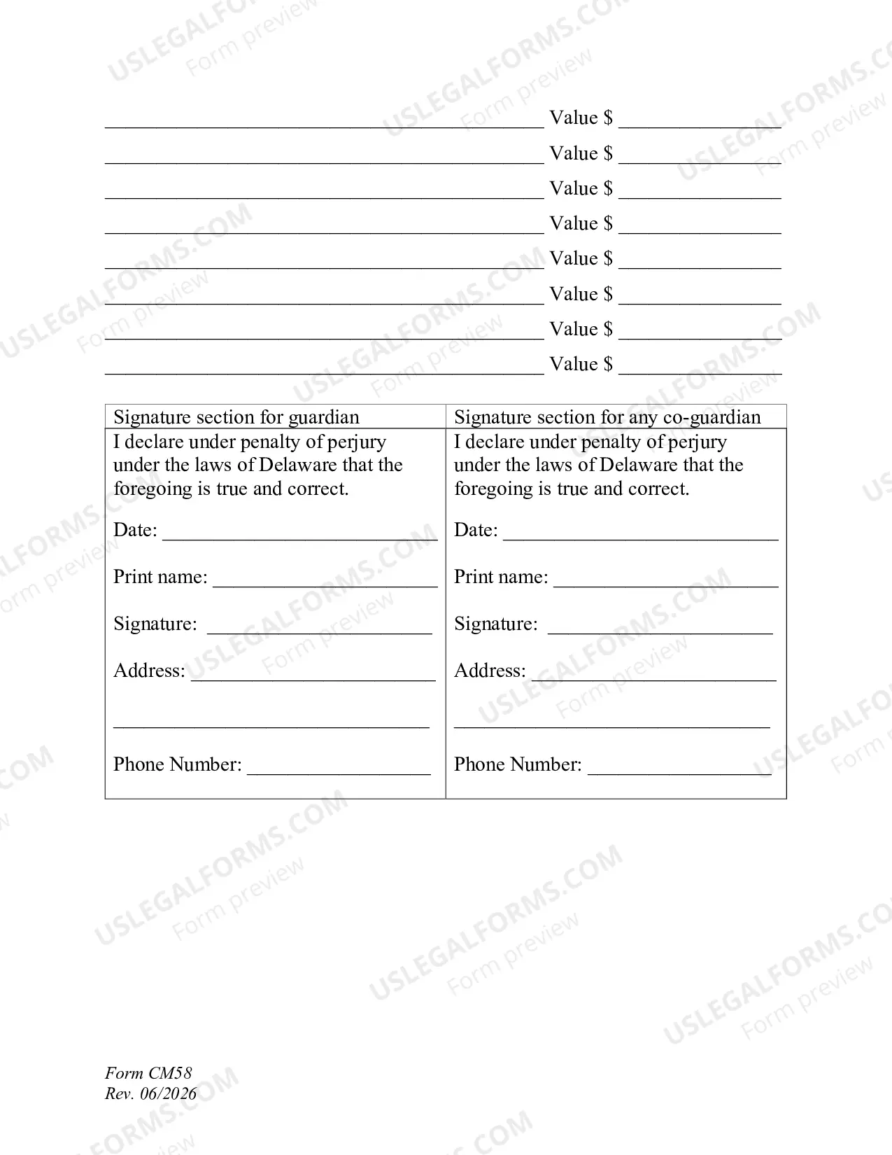 Preview Inventory of Safe Deposit Box Contents