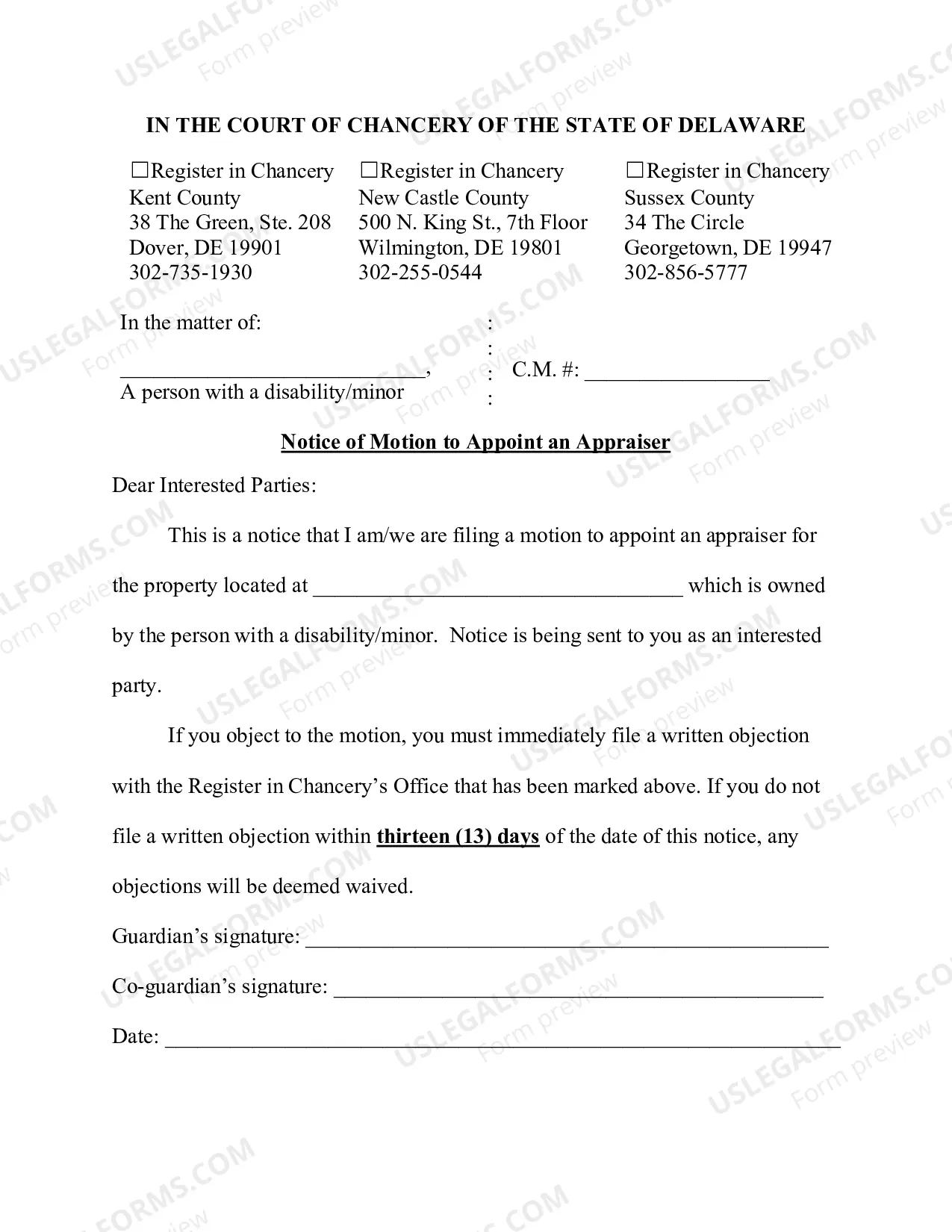 Preview Motion to Appoint Appraiser