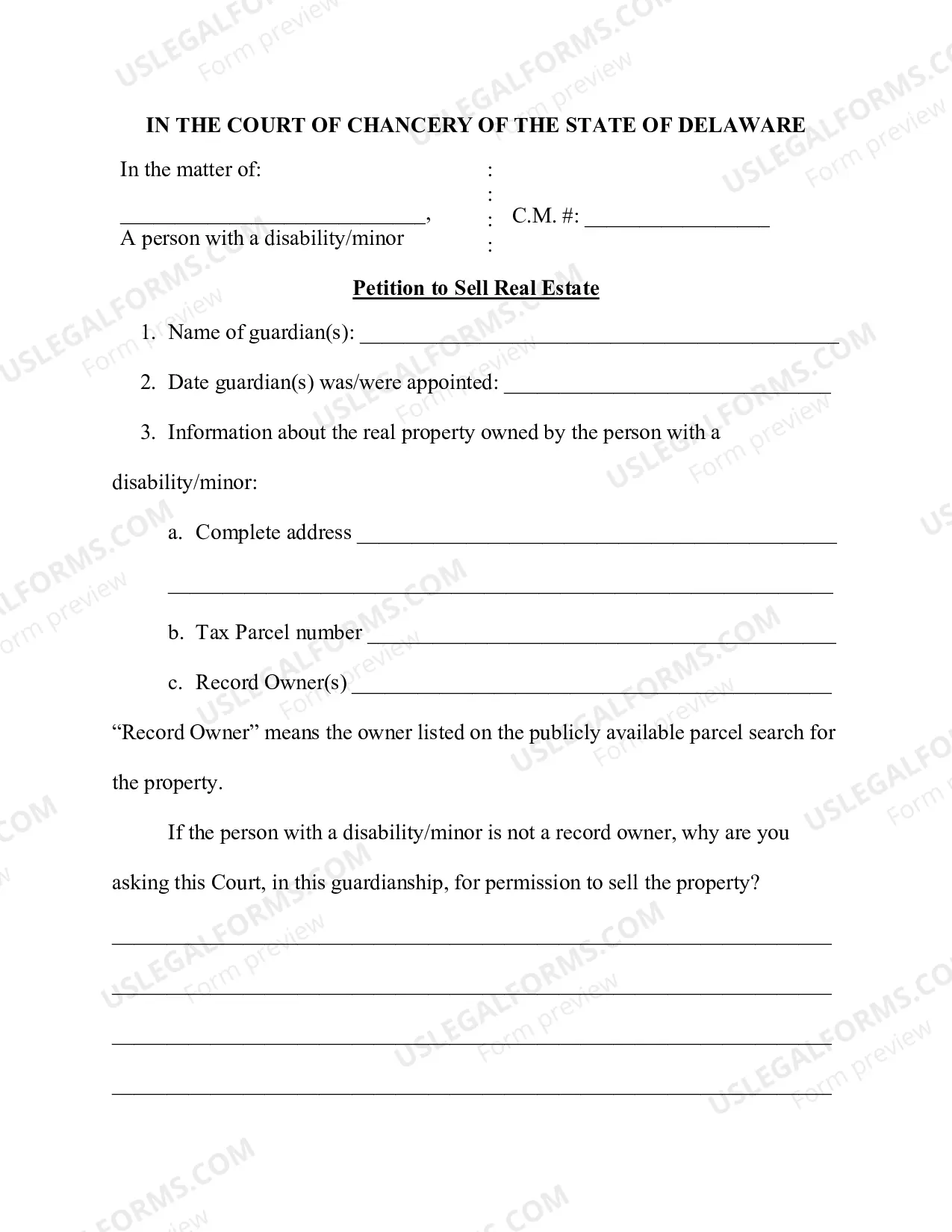 Preview Petition to Sell Real Estate