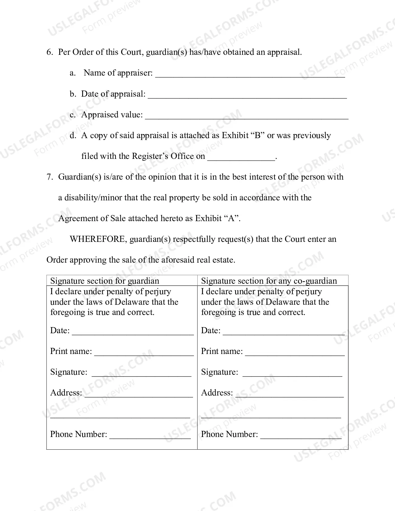 Preview Petition to Sell Real Estate