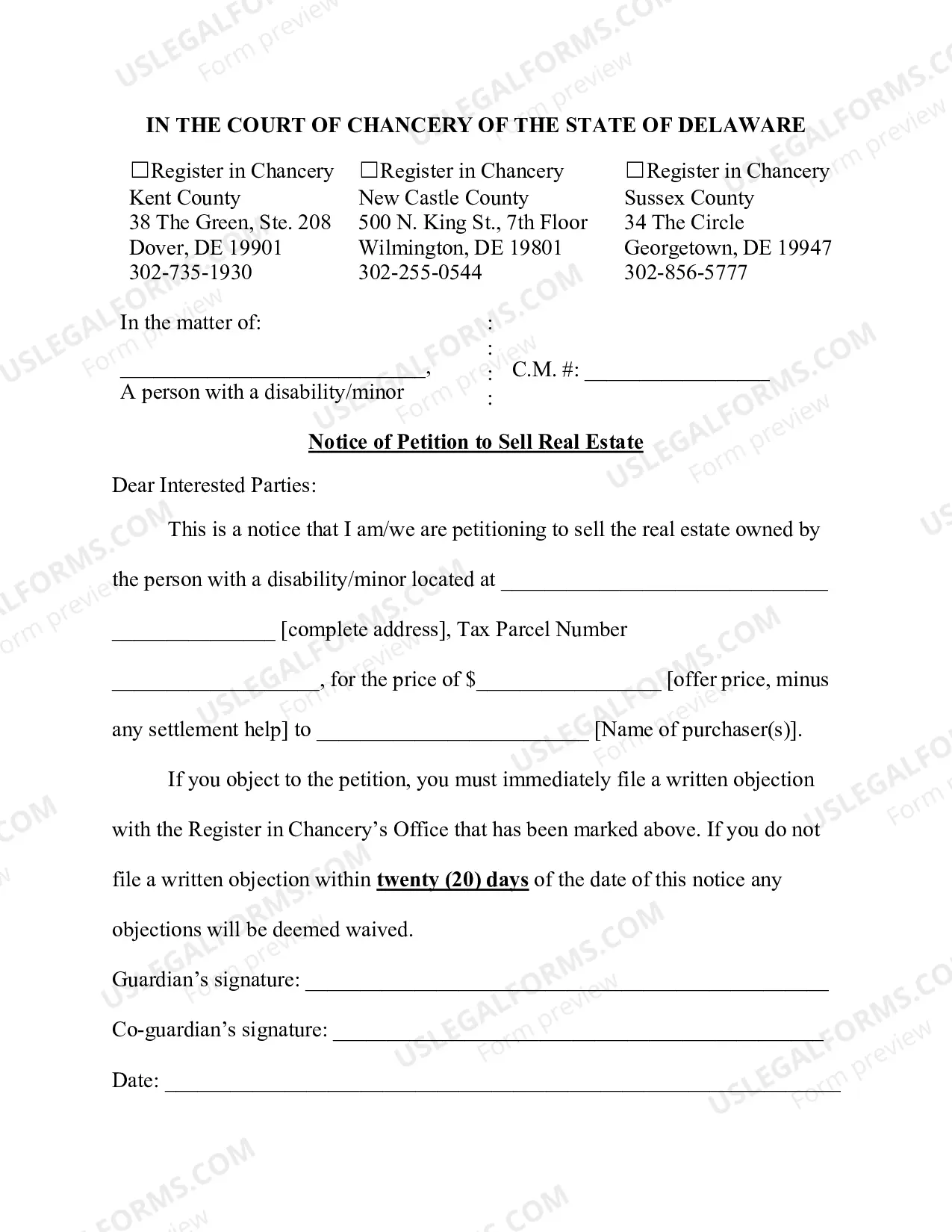 Preview Petition to Sell Real Estate
