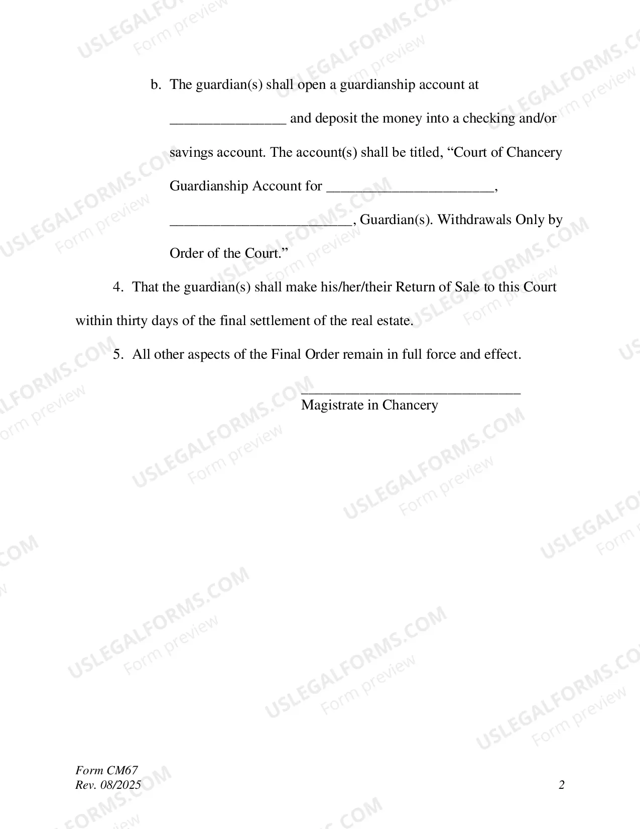Preview Order to Sell Real Estate