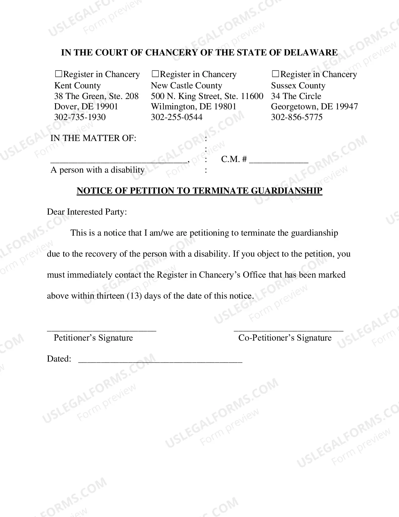 Preview Petition to Terminate Guardianship Due to Recovery